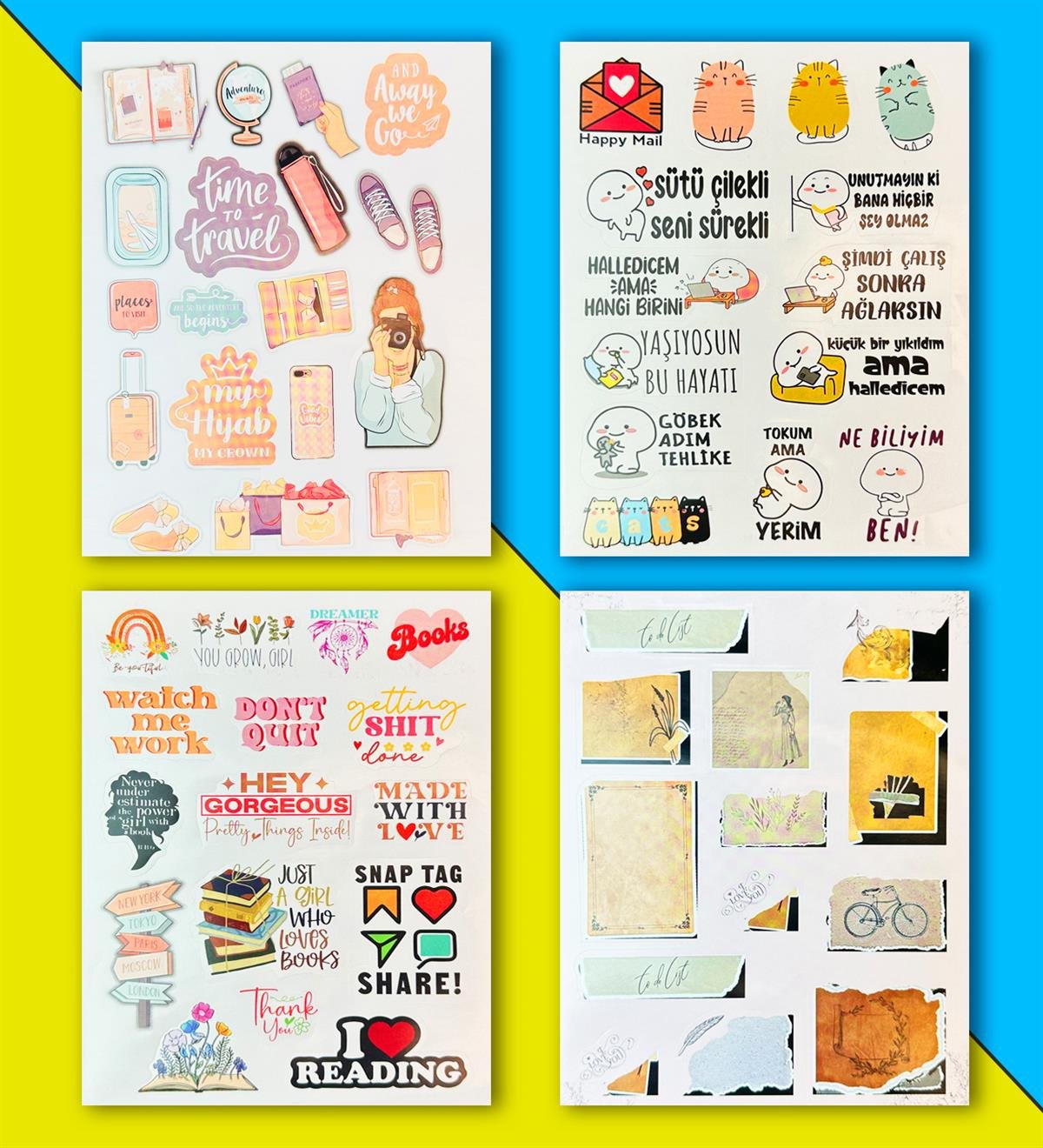 My DIY Sticker Book 24 * 17 cm 16 Sayfa Özel Tasarım Rengarenk Sticker KitabıgiftmodaBam-1030