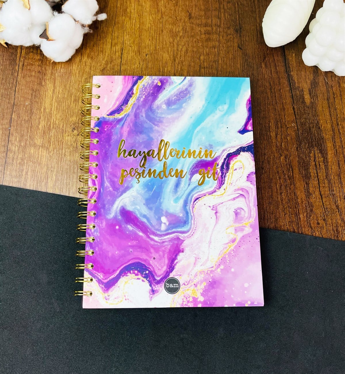 Hayallerinin Peşinden Git Tasarımlı Çizgili Spiralli DeftergiftmodaGmd100262