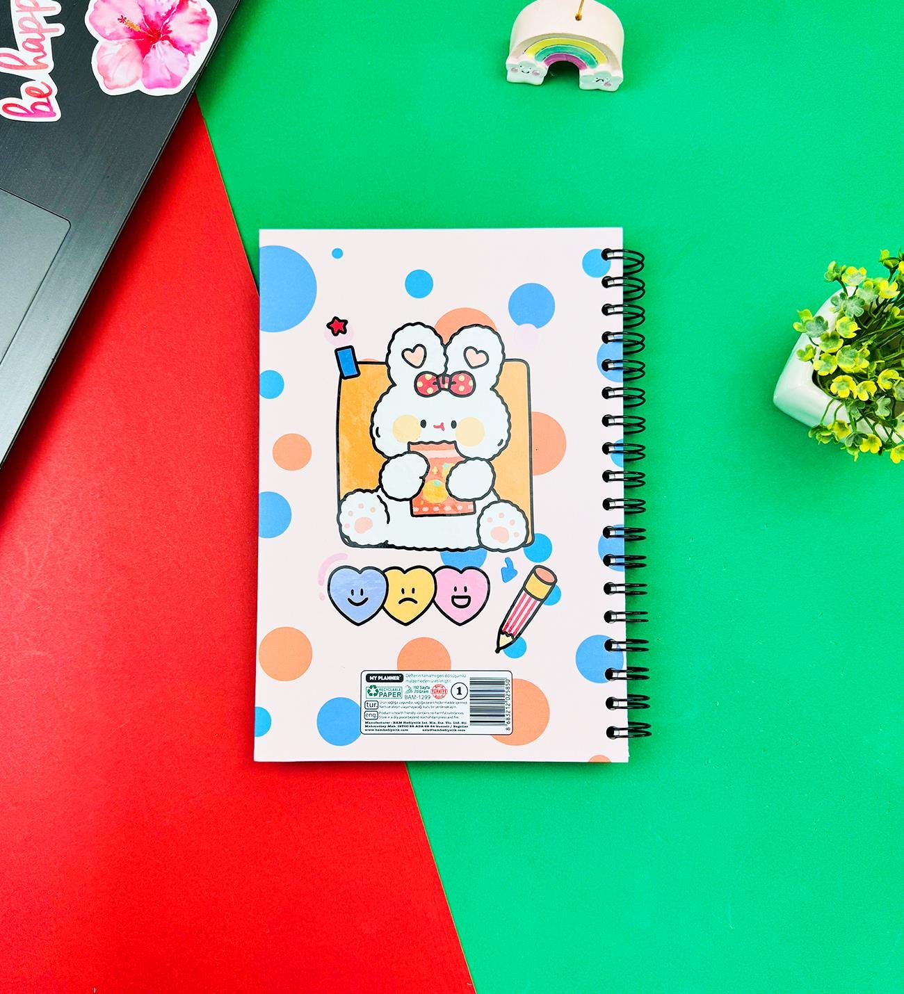 Pen Rabbit Tasarımlı Spiralli Defter giftmoda Bam-1299 