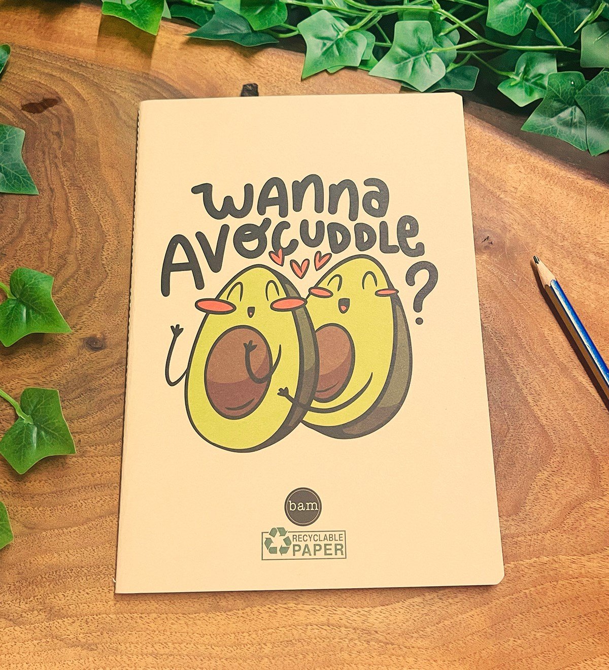 Avokado Tasarımlı Geri Dönüşümlü Kraft DeftergiftmodaGmd100368