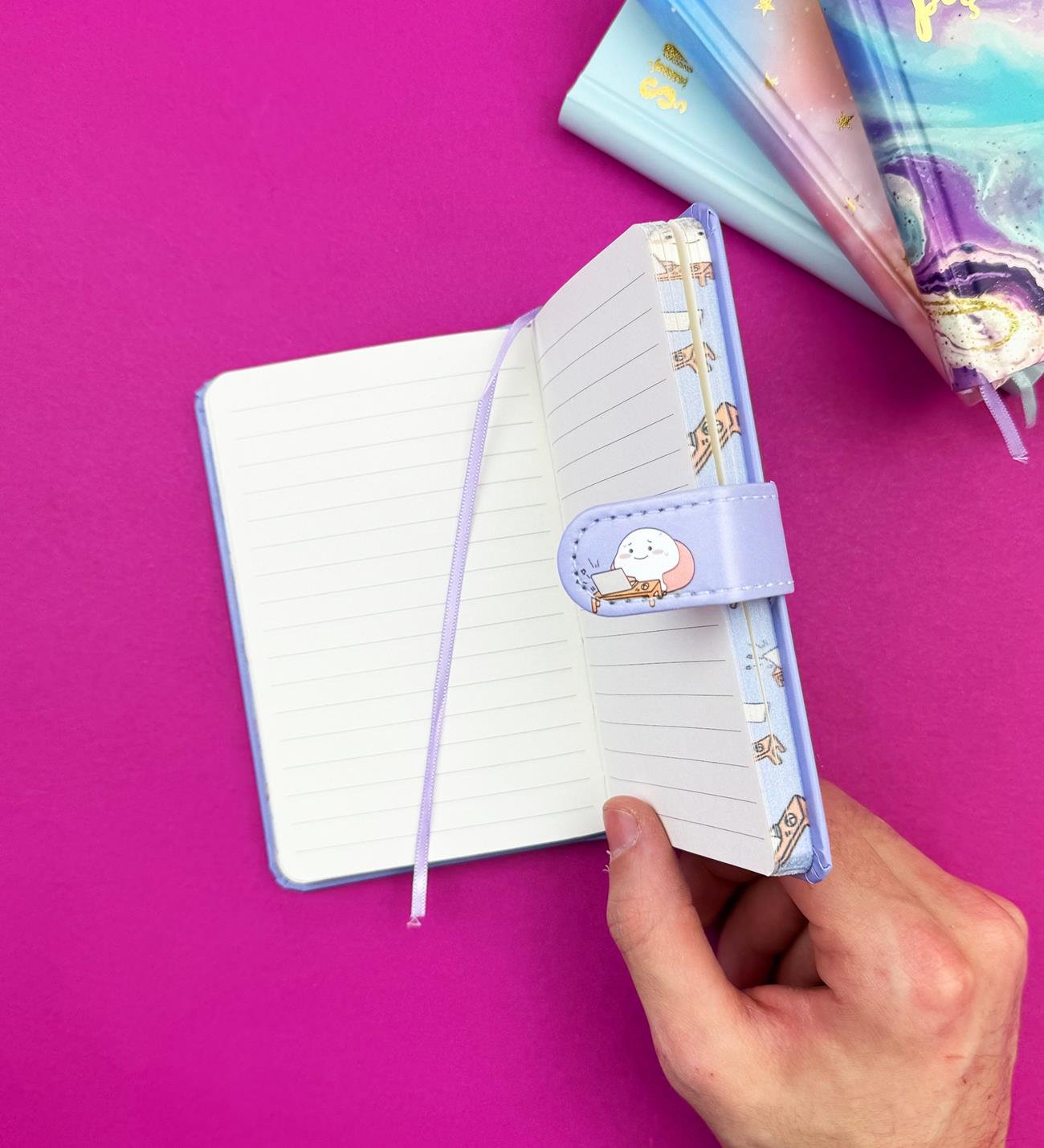 2'li Motto Tasarımlı Mıknatıs Kapaklı Çizgili Defter 14,5x9,5 CmgiftmodaBM-1405