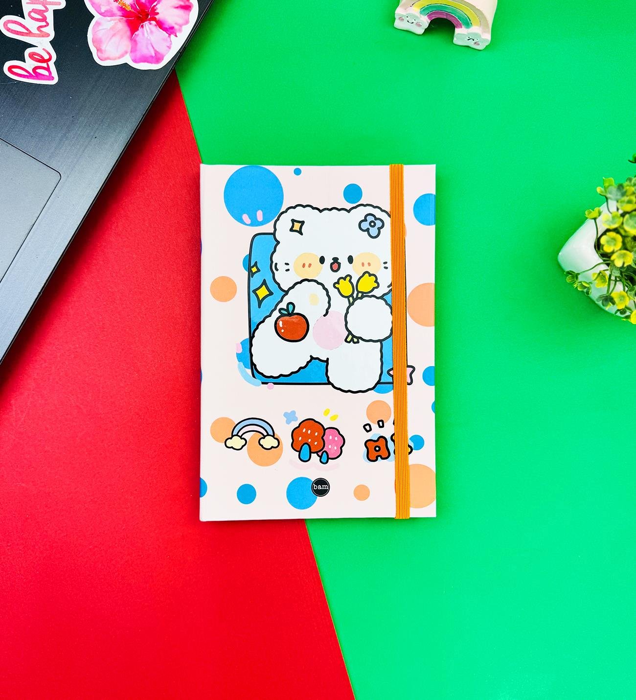 Ayı Çiçek Tasarımlı Lastikli Defter	giftmodaBAM-1261	