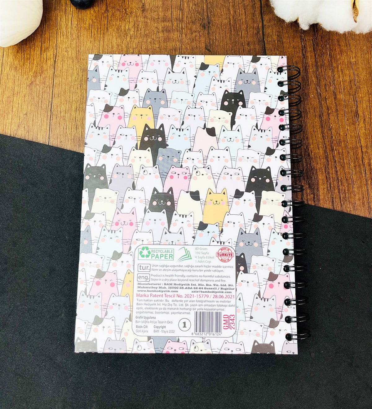 Sevimli Kedi Tasarımlı Konuşan AjandagiftmodaGmd100612