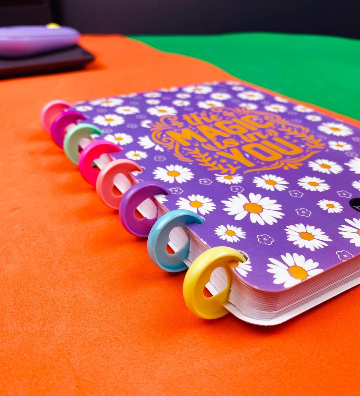 Mor Papatya Tasarımlı Yeni Nesil Kalp Spiralli DeftergiftmodaBAM-181-1