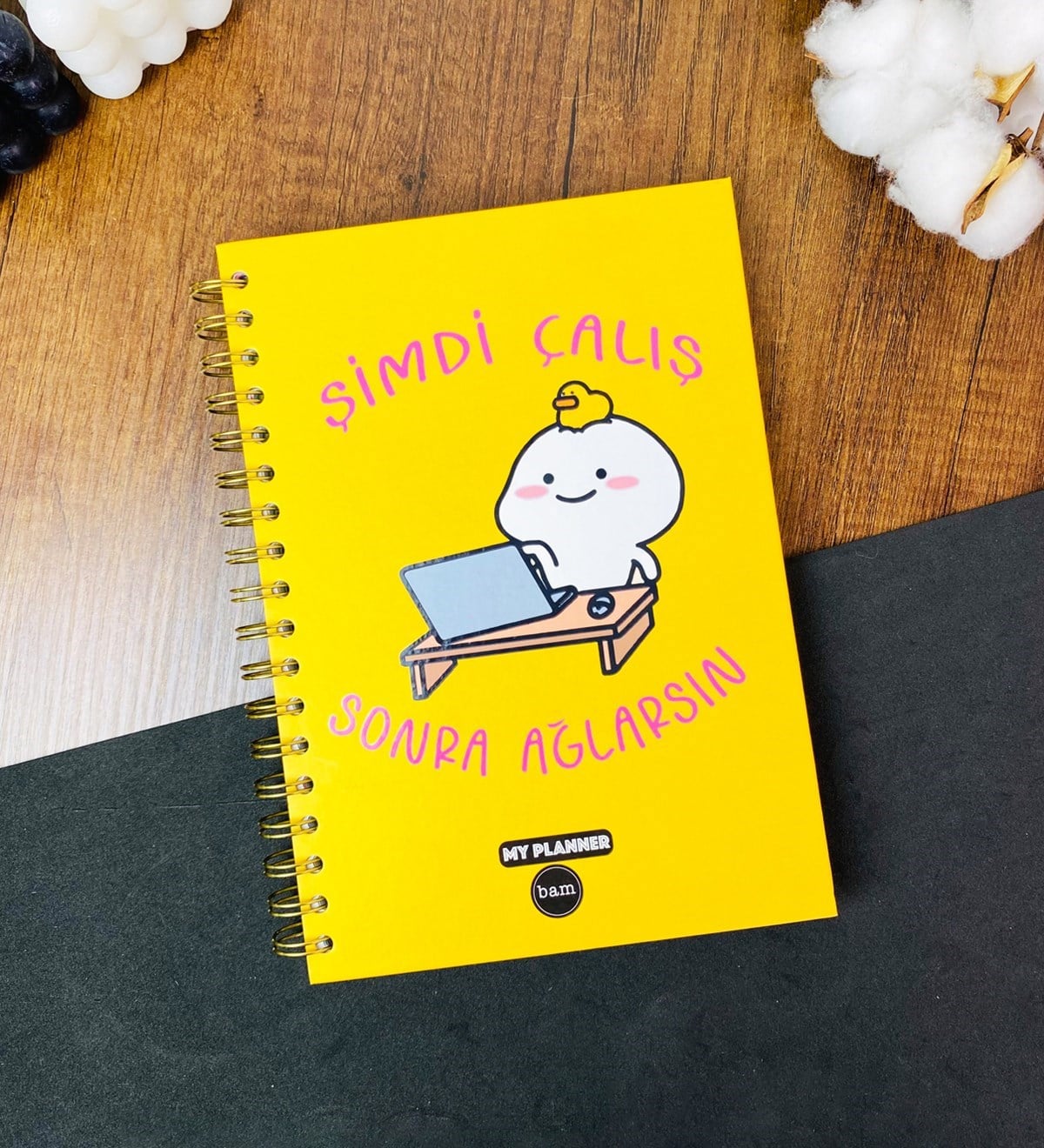 Şimdi Çalış Tasarımlı Çizgili Spiralli DeftergiftmodaGmd100534