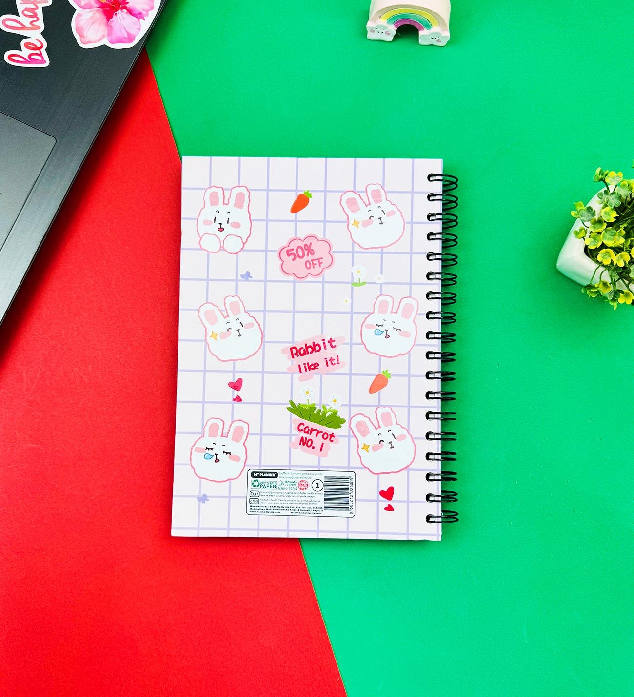 Rabbit Like It Tasarımlı Spiralli Defter giftmoda Bam-1294 
