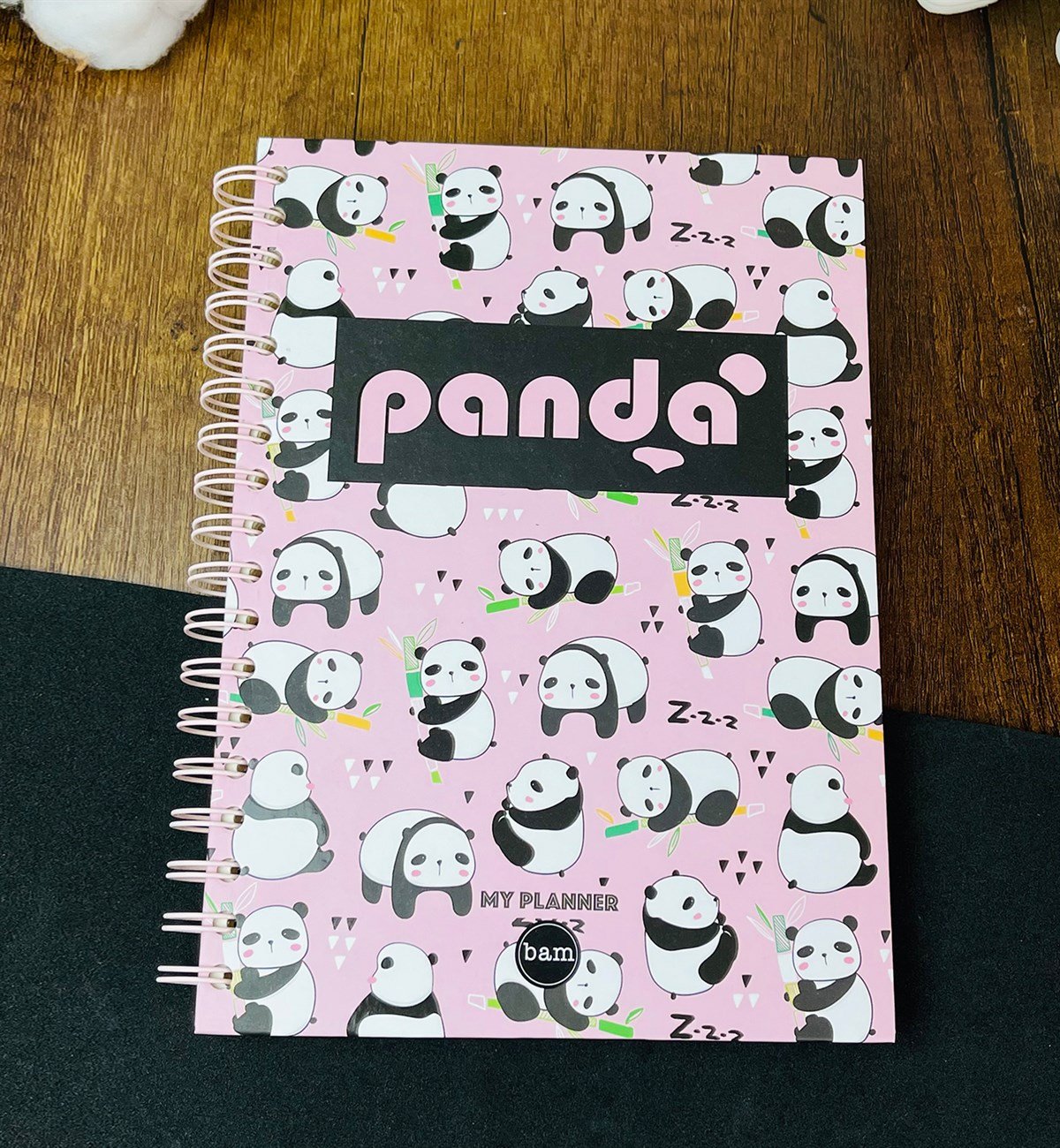 Panda Tasarımlı Çizgili Spiralli DeftergiftmodaGmd100265