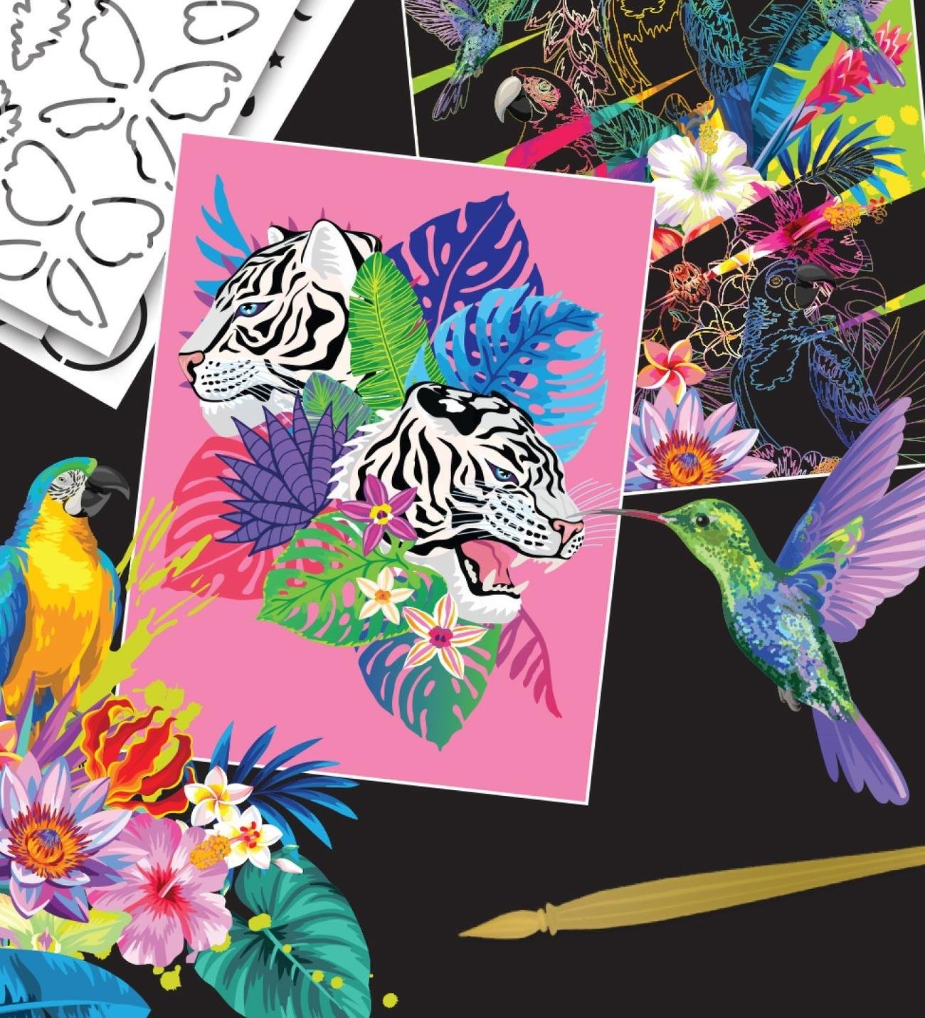 Artmaker Neon Nature Kazımalı Boyama Seti – 16 Panel, Şablon ve Kalemli Scratch Art SetigiftmodaBM-2151