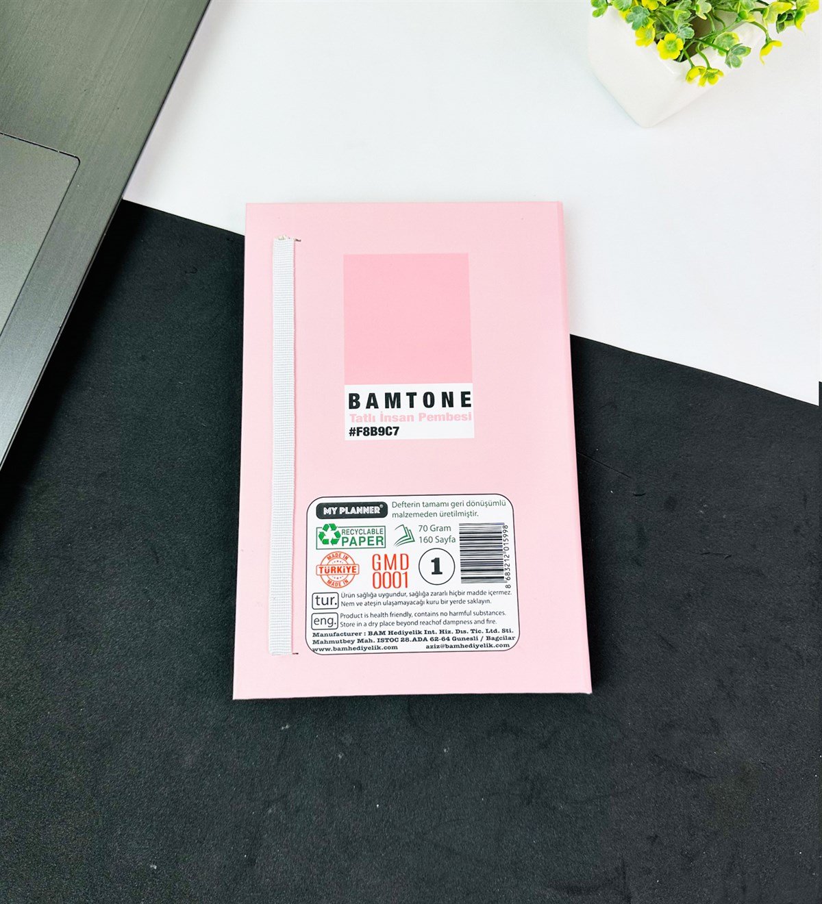 Bam Tone Tatlı İnsan Pembesi Tasarımlı Lastikli DeftergiftmodaGMD0001-3