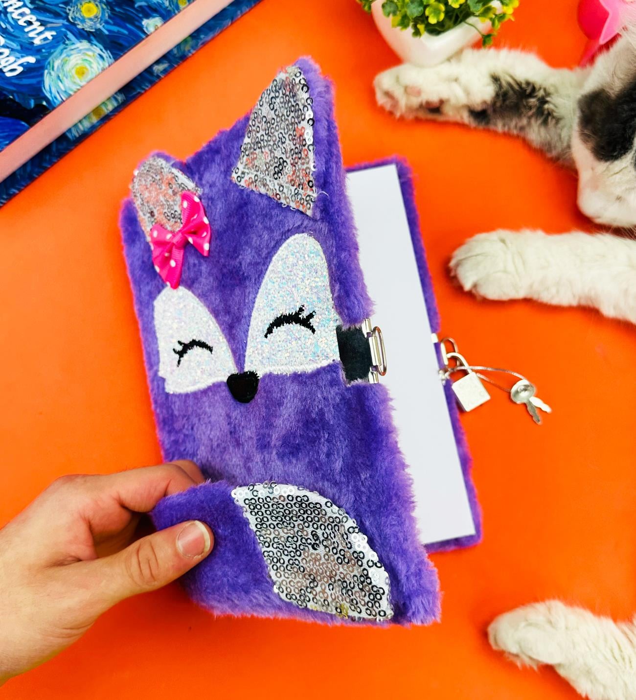 Sevimli Köpek Tasarımlı Kilitli Peluş DeftergiftmodaBM-1056	