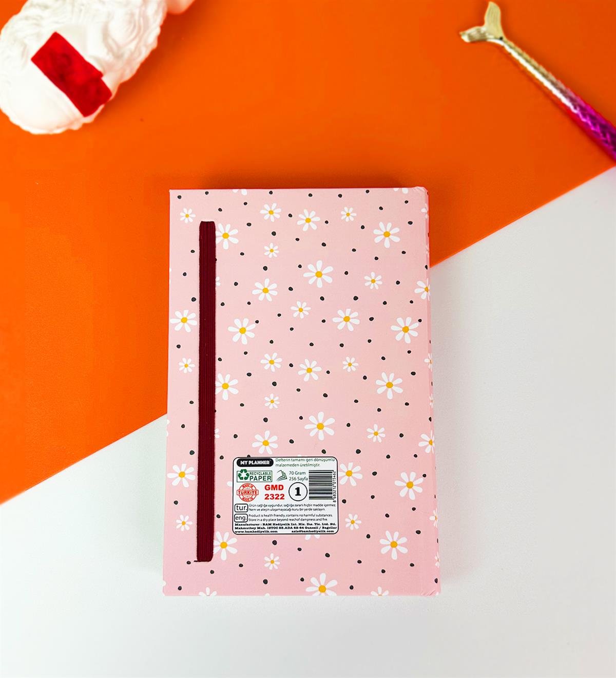 Pembe Papatya Kalın Kitap Görünümlü Defter Ve Bez Çanta SetgiftmodaGmhs101816