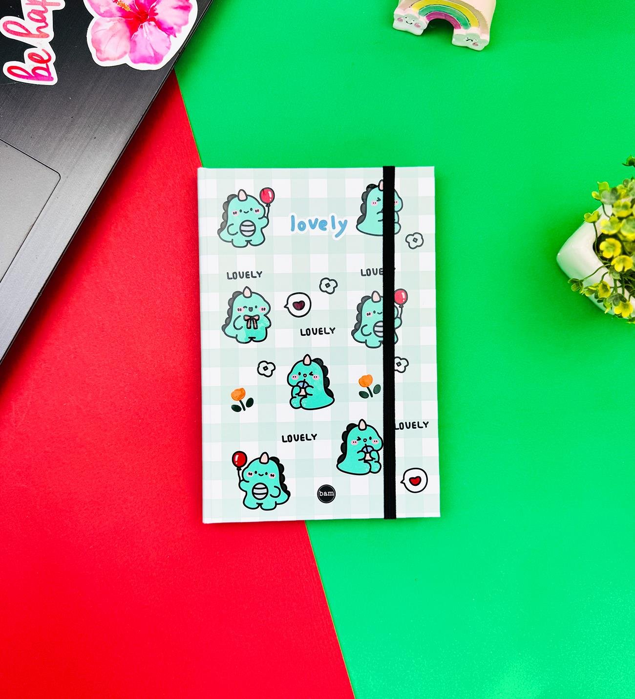 Dino Lovely Kawai Tasarımlı Lastikli DeftergiftmodaBAM-1264