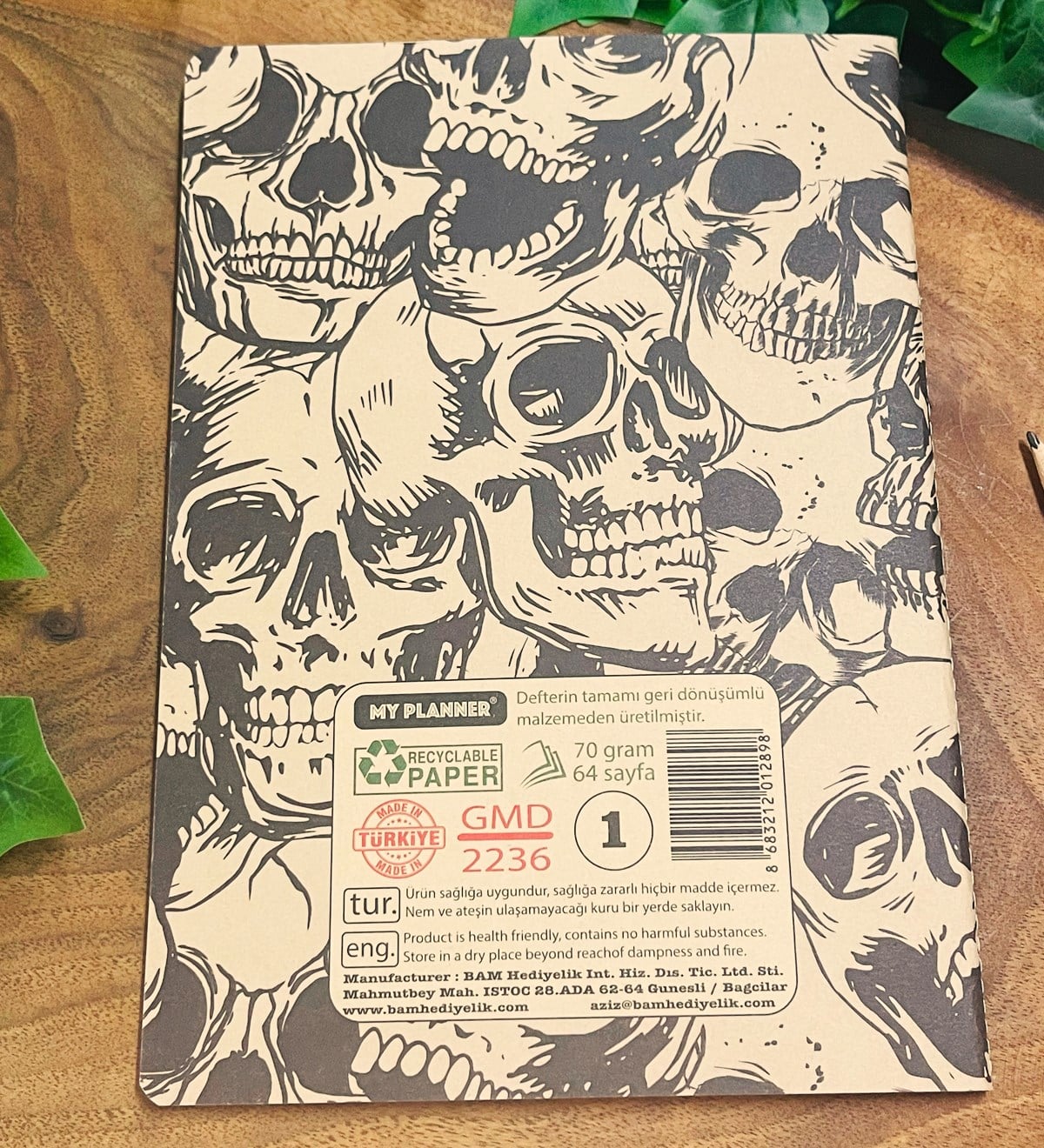 Kuru Kafa Tasarımlı Geri Dönüşümlü Kraft DeftergiftmodaGmd100366