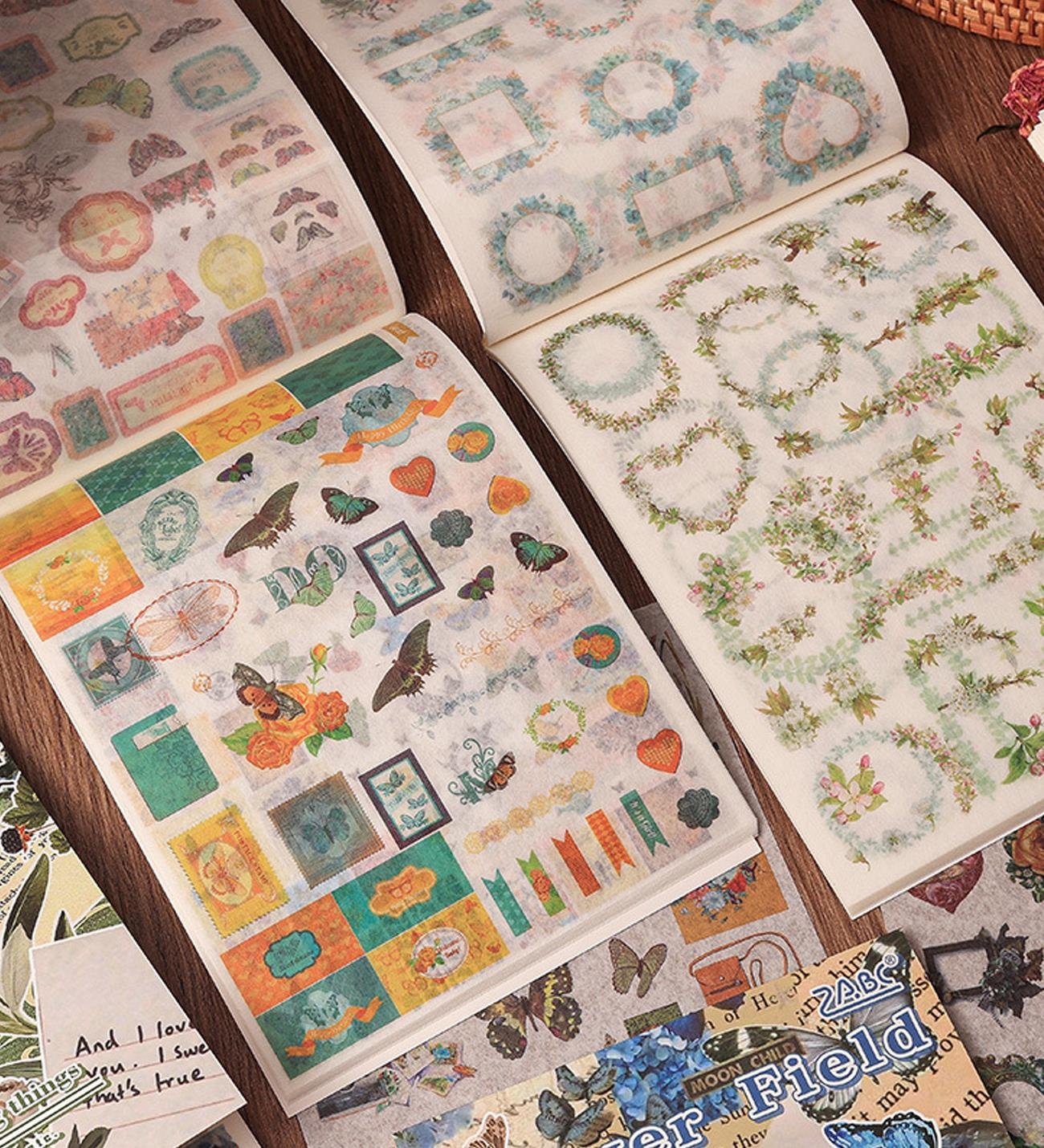Vintage Temalı Sticker Kitabı - 24 Sayfa Scrapbook Etiket Seti giftmodaBM-1769