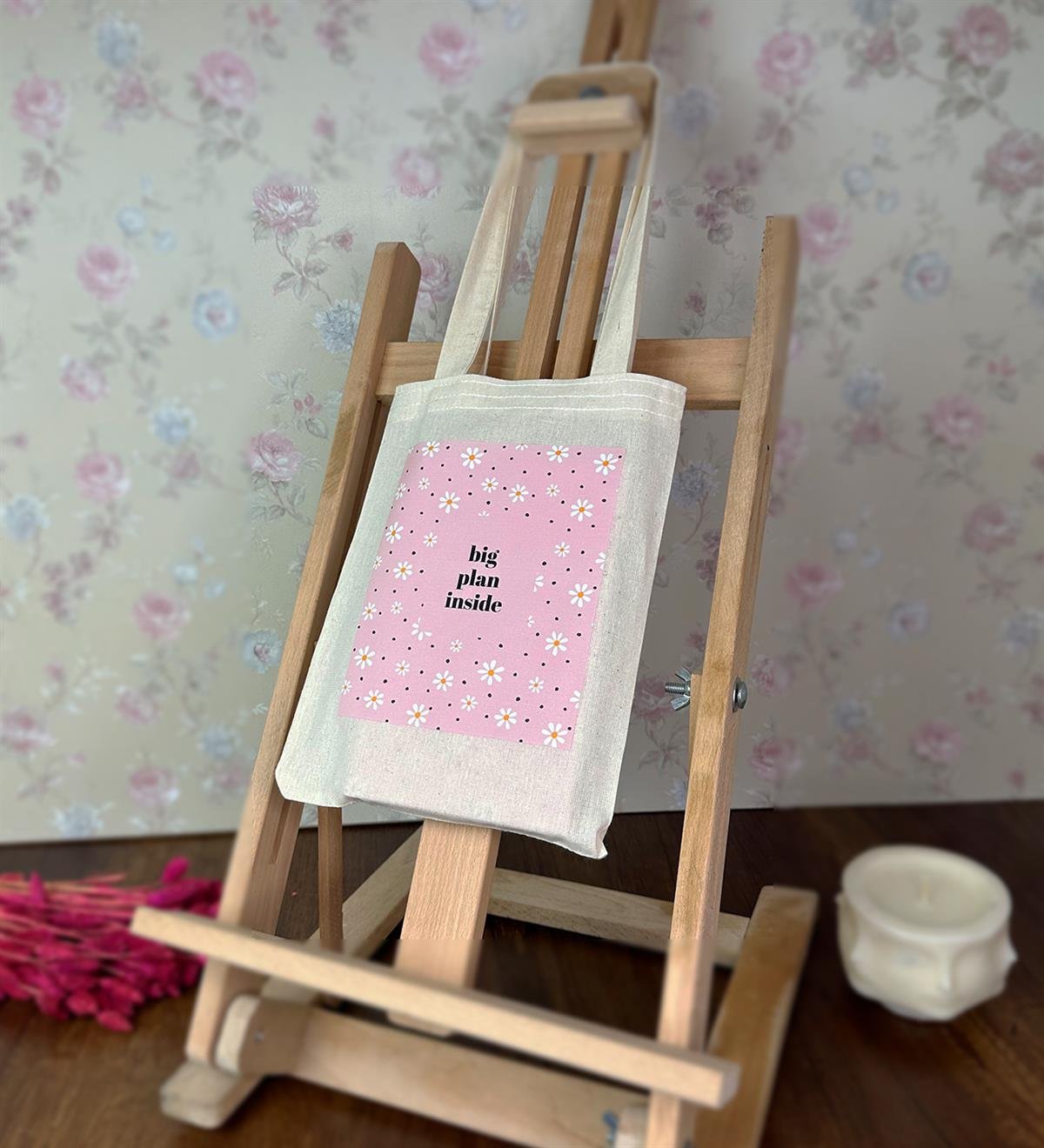 Pembe Papatya Kalın Kitap Görünümlü Defter Ve Bez Çanta SetgiftmodaGmhs101816