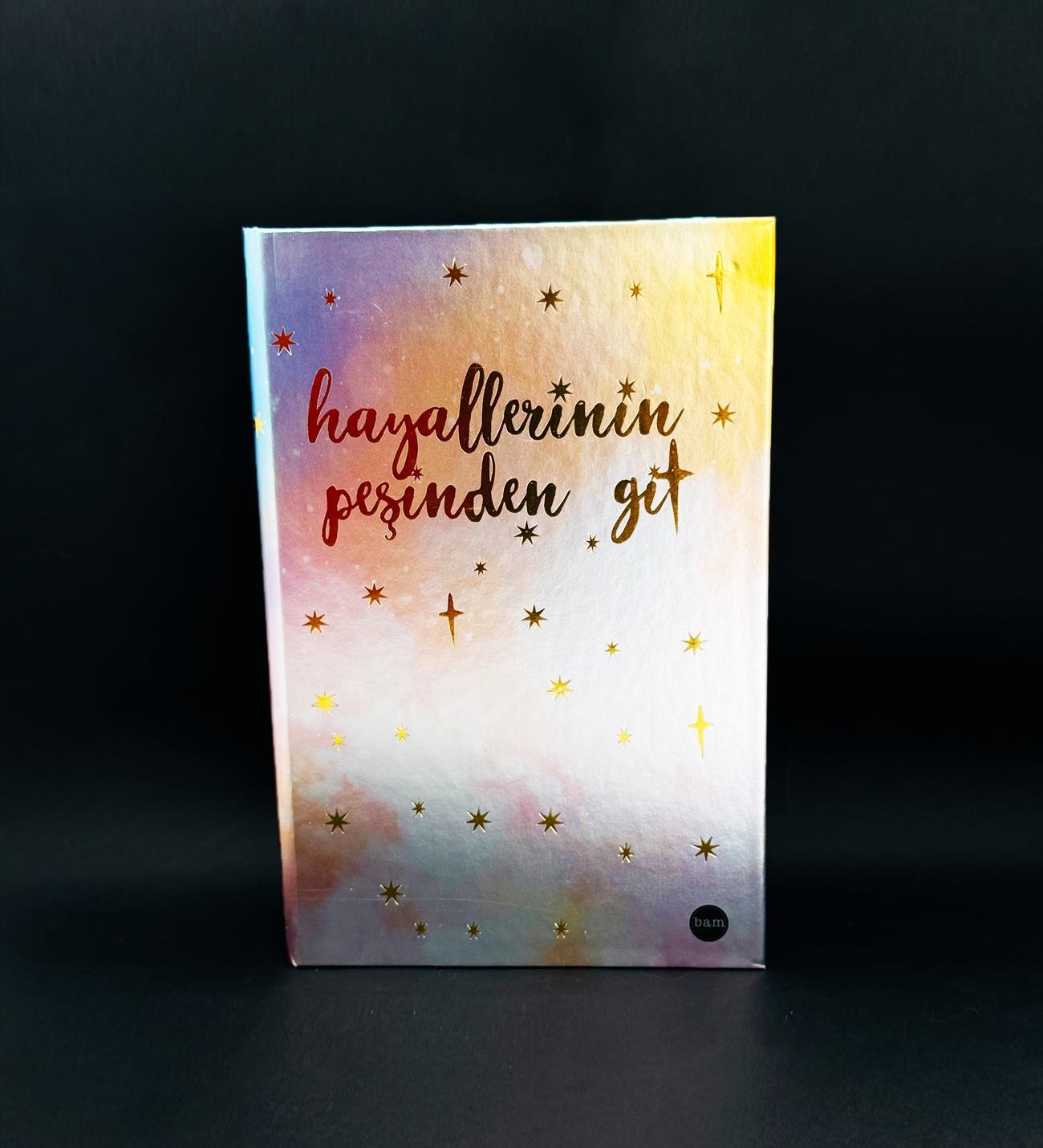 Hayallerinin Peşinden Git Tasarımlı Metal Kapaklı Lastikli DeftergiftmodaBAM-1196