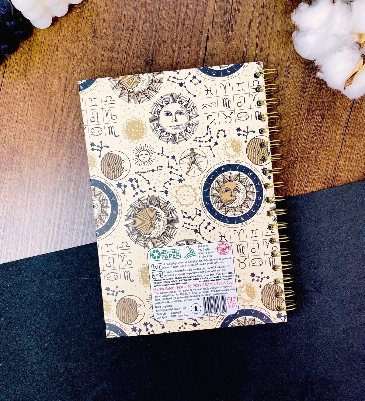 Tarot Ay Ve Güneş Tasarımlı Konuşan Ajandagiftmoda Gmd100417