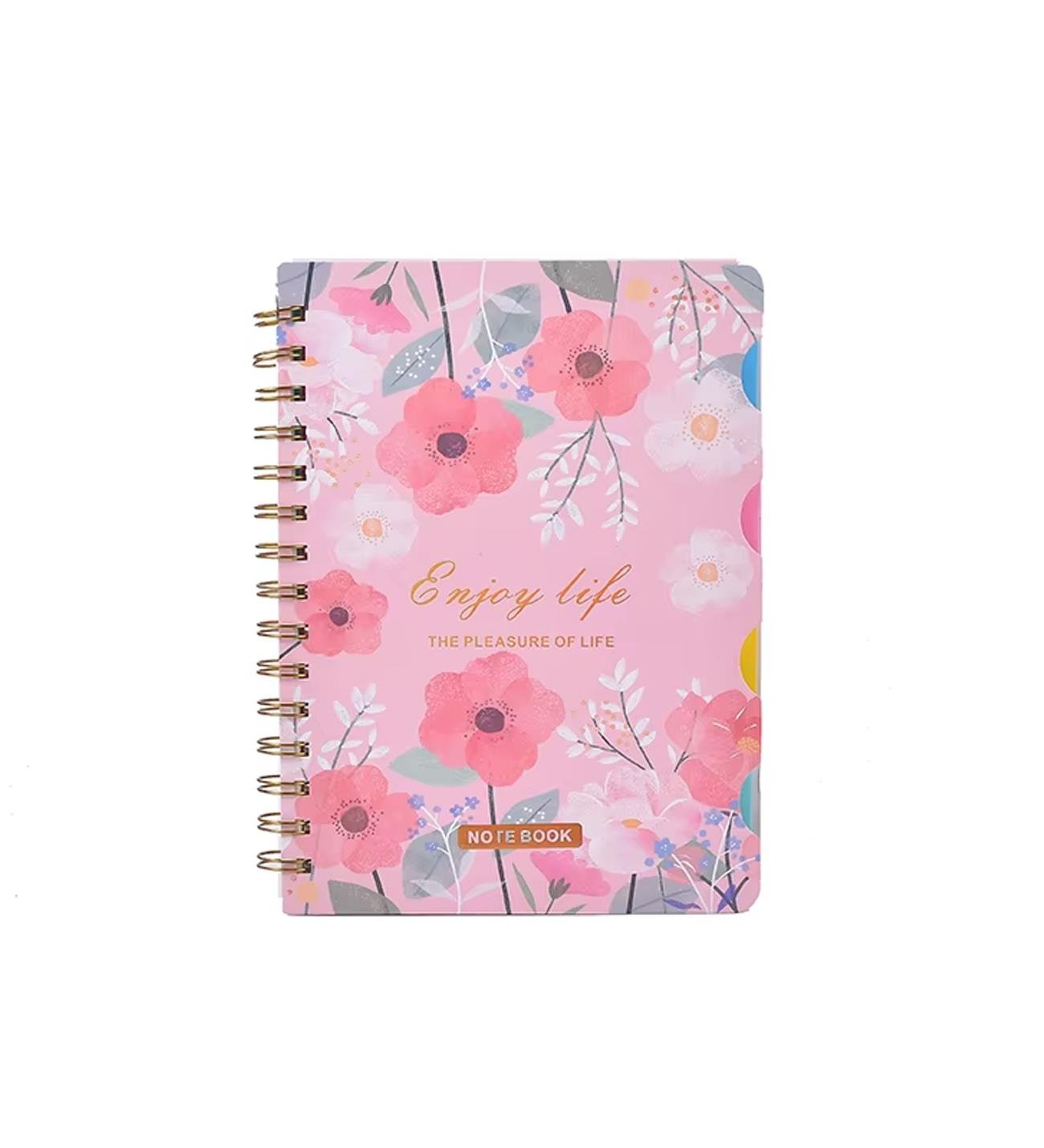 Renkli Çiçek Desenli Bölmeli Spiral Defter giftmodaBM-1706	