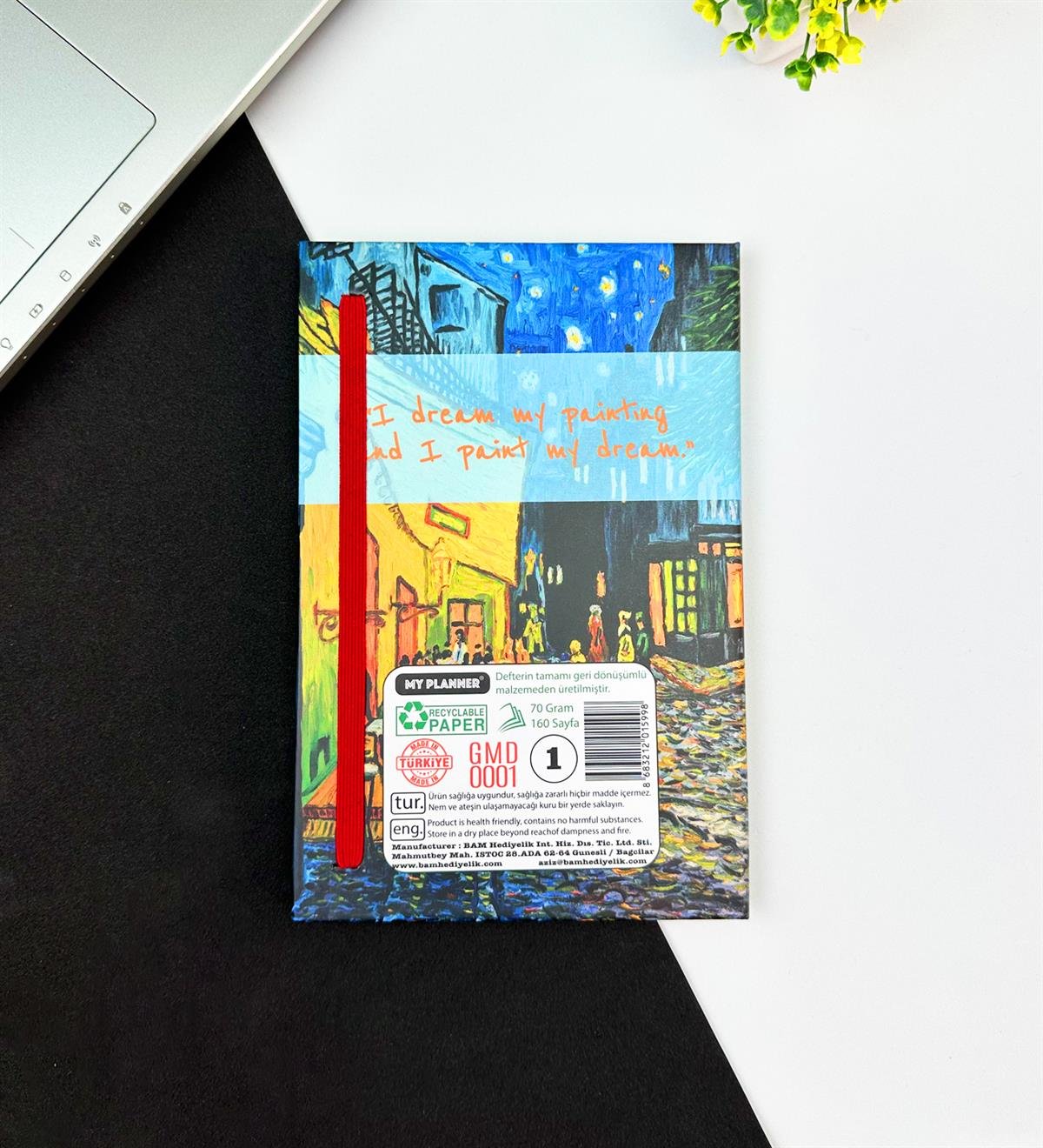 Kafe Terasta Yıldızlı Gece Tasarımlı Lastikli DeftergiftmodaGMD0001-32	