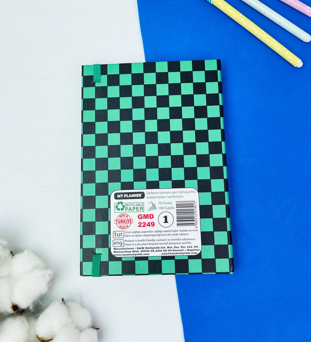 Yeşil Dama Tasarımlı Lastikli Defter	giftmodaGmd100376