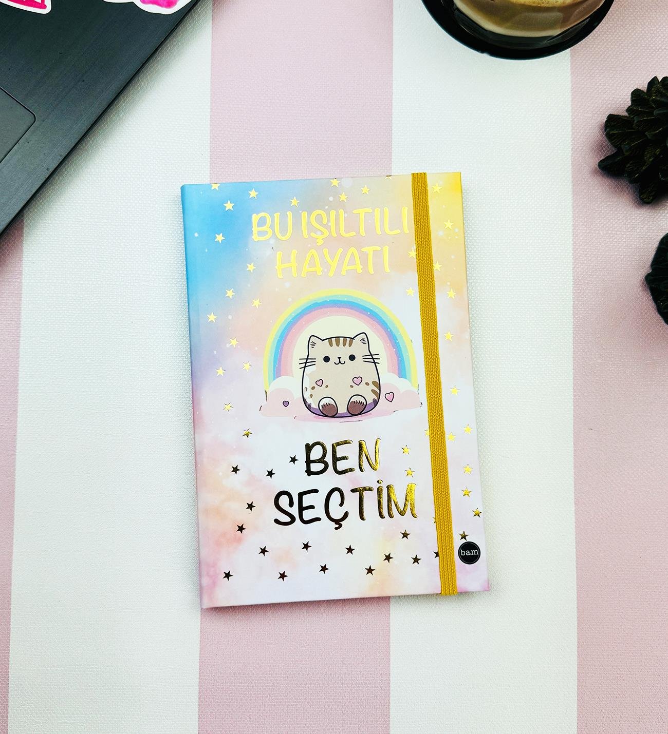 Bu Işıltılı Hayatı Ben Seçtim Tasarımlı Lastikli DeftergiftmodaBam-1231