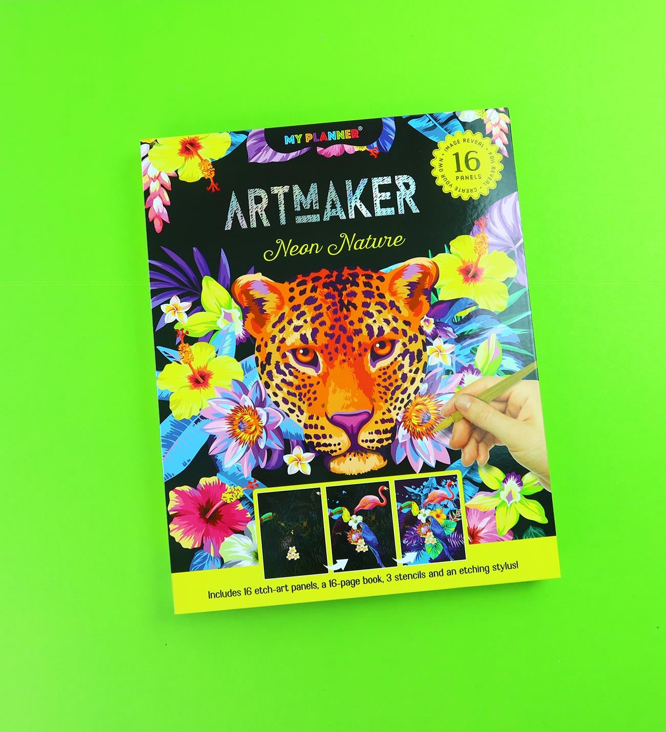 Artmaker Neon Nature Kazımalı Boyama Seti – 16 Panel, Şablon ve Kalemli Scratch Art SetigiftmodaBM-2151