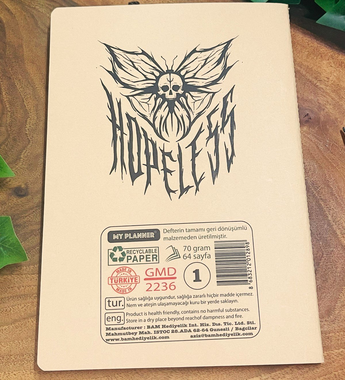 Hopeless Tasarımlı Geri Dönüşümlü Kraft DeftergiftmodaGmd100360