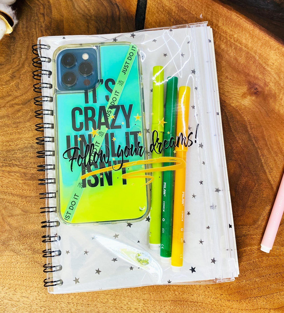 Follow Your Dreams Tasarımlı Çanta Kapaklı Spiralli DeftergiftmodaGmd100333