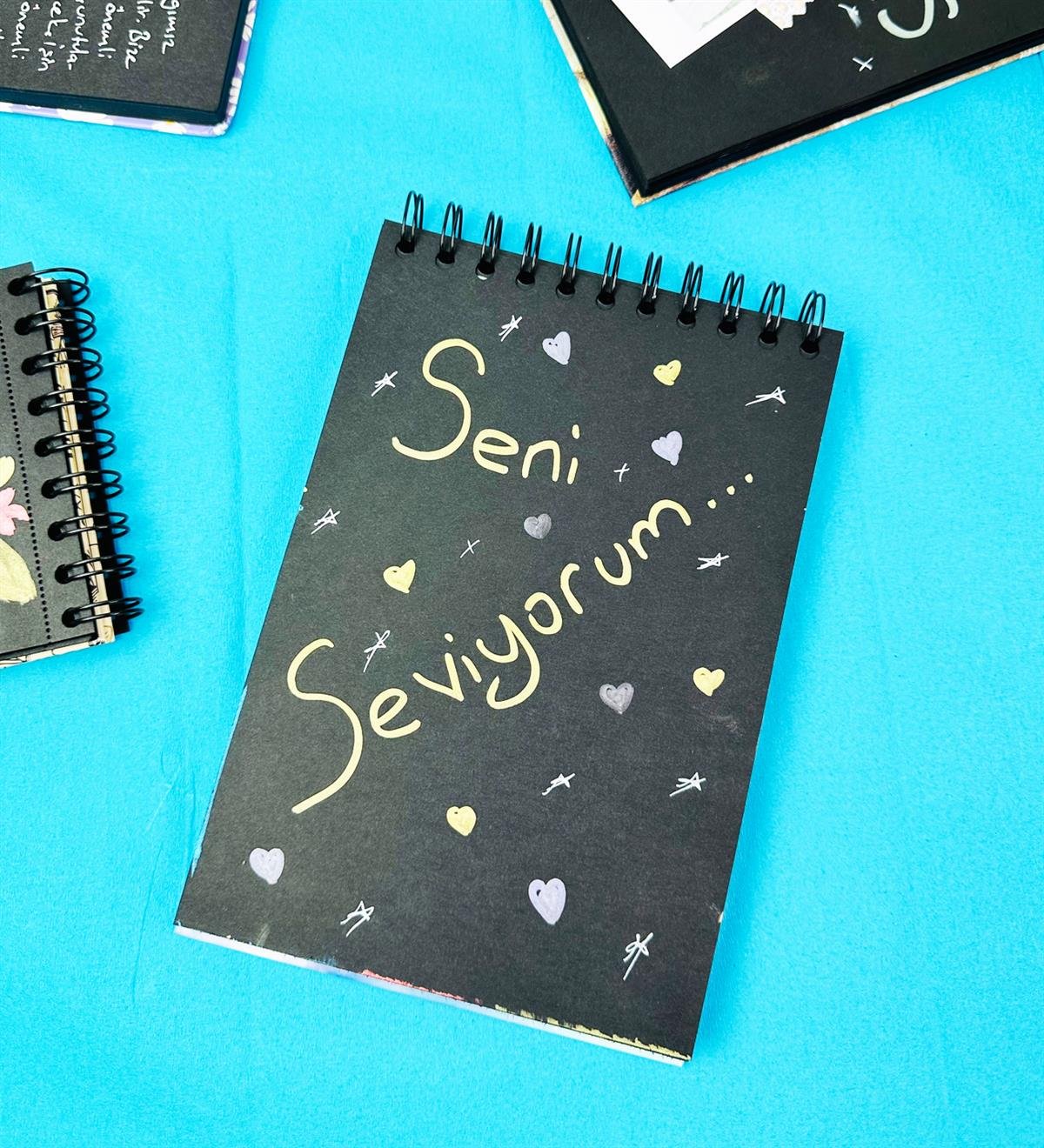 21x14Cm Üstten Spiralli Sketch Book - Eskiz Defteri - Siyah Sayfa - 260 Gr - 56 YaprakgiftmodaBam-3000-4-Tarot-Ay-Güeneş