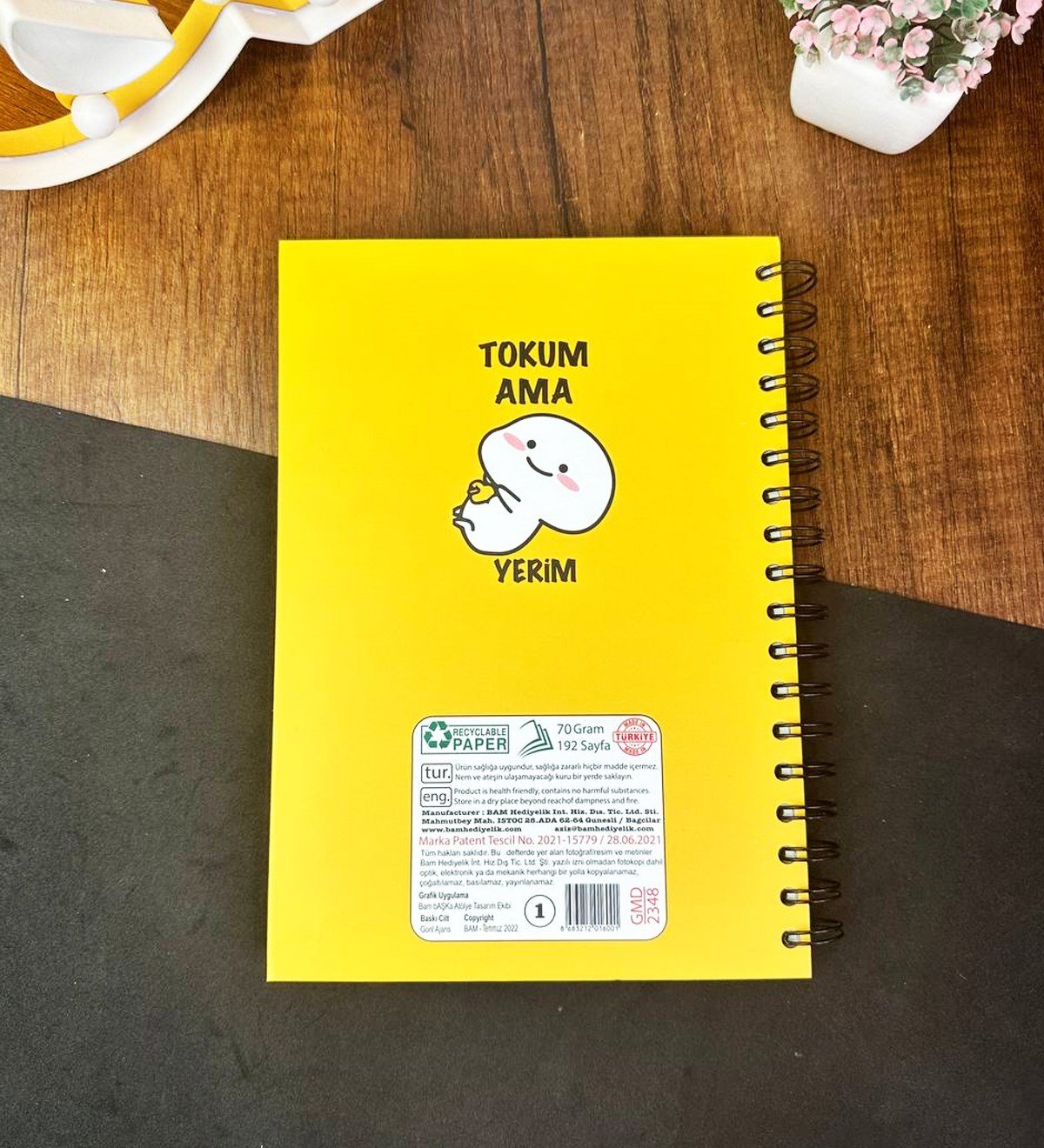 Tokum Ama Yerim Tasarımlı Çizgili Spiralli DeftergiftmodaGmd100633