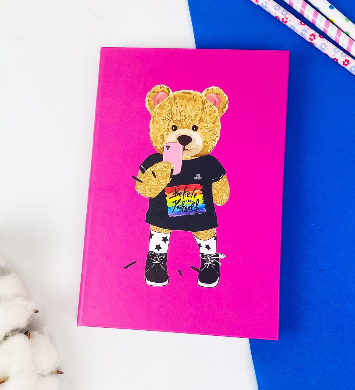 Believe In Yorself Bear Tasarımlı Lastikli DeftergiftmodaGmd100308