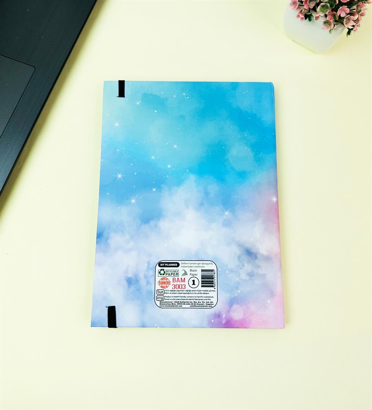 21x14Cm Sketch Book - Eskiz Defteri - Siyah Sayfa - 120 Gr - 56 YaprakgiftmodaBam-3003-Believe-Dream-Shine