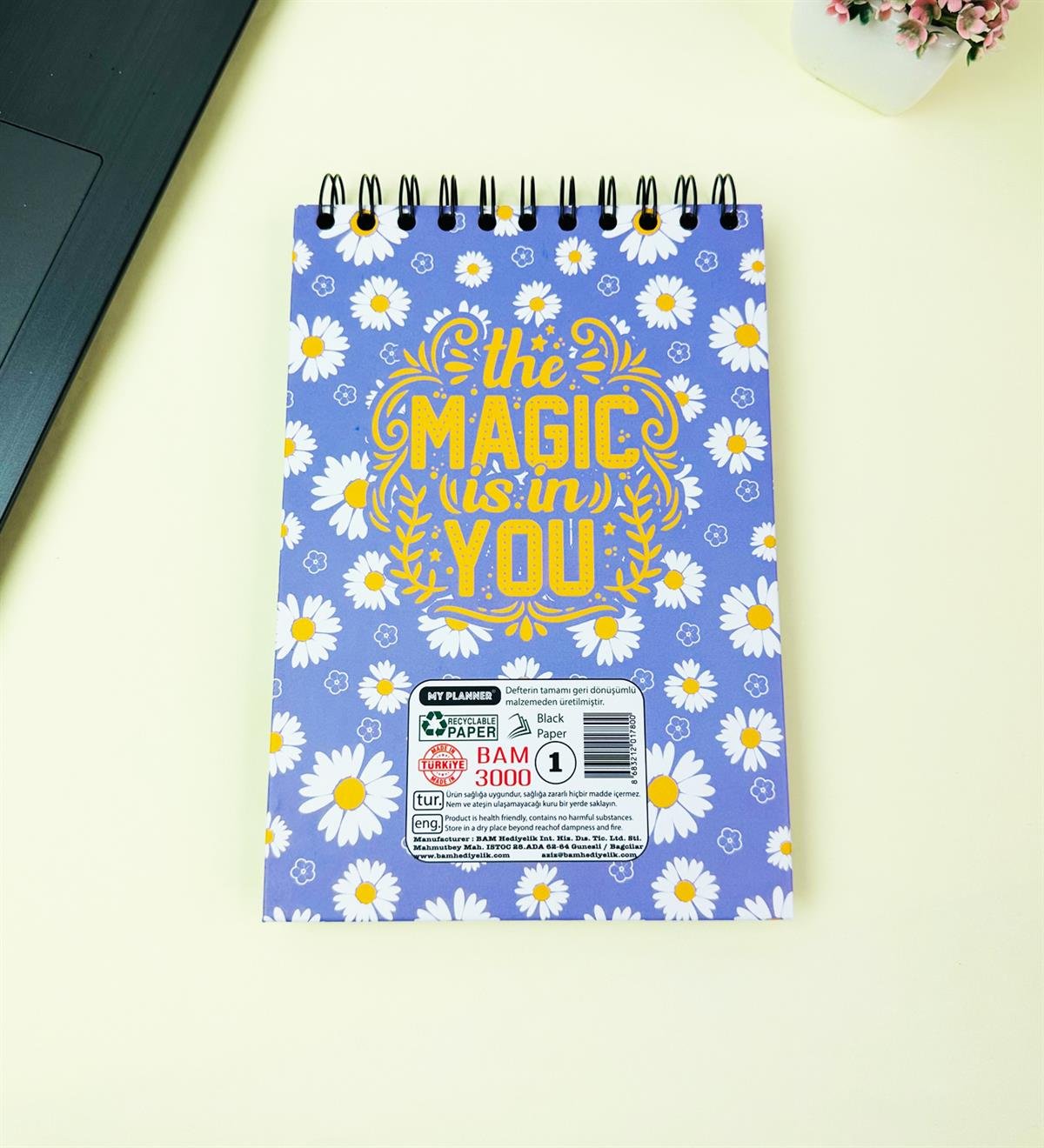 21x14Cm Üstten Spiralli Sketch Book - Eskiz Defteri - Siyah Sayfa - 260 Gr - 56 YaprakgiftmodaBam-3000-5-Mor-Papatya