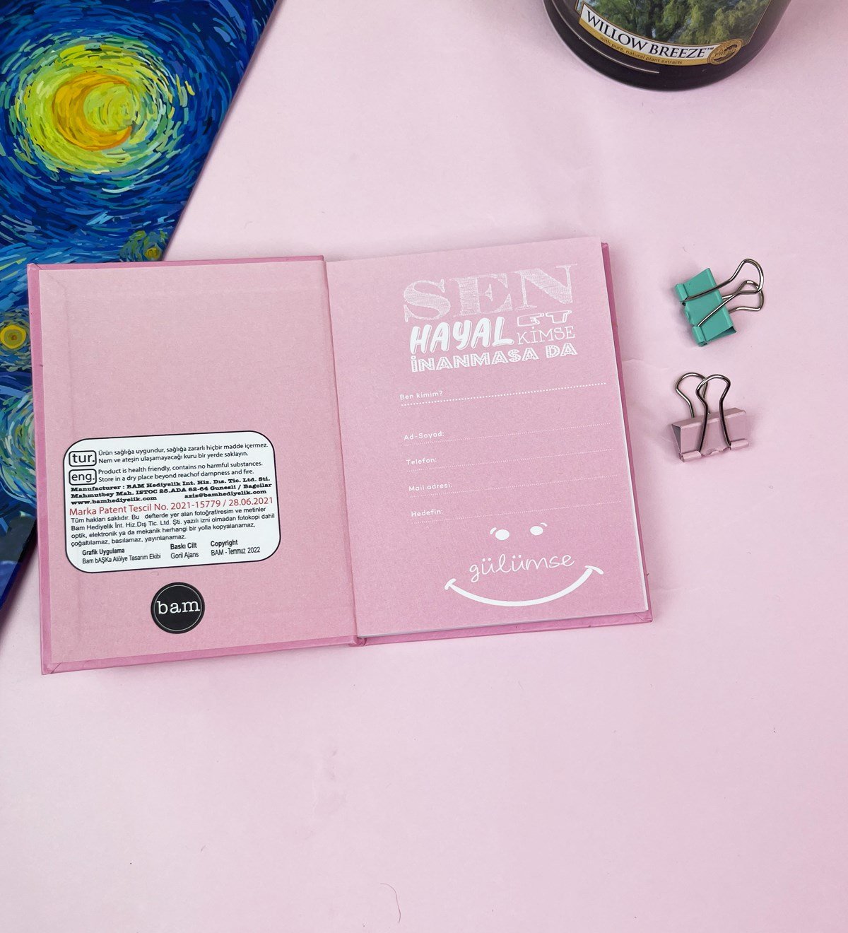 Sütü Çilekli Tasarımlı Sert Kapaklı Mini DeftergiftmodaGmd100515