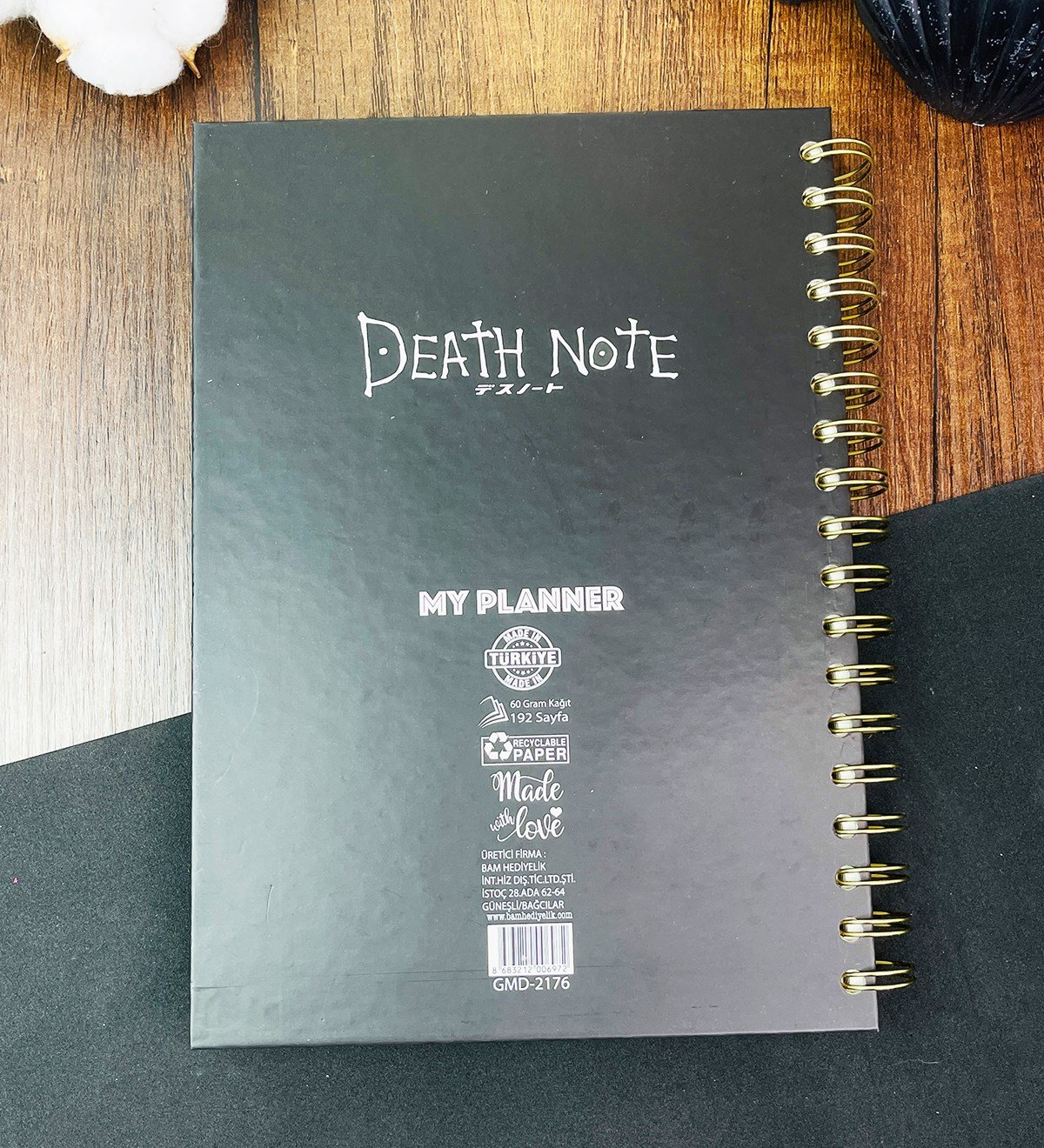Death Note Tasarımlı Çizgili Spiralli DeftergiftmodaGmd100268