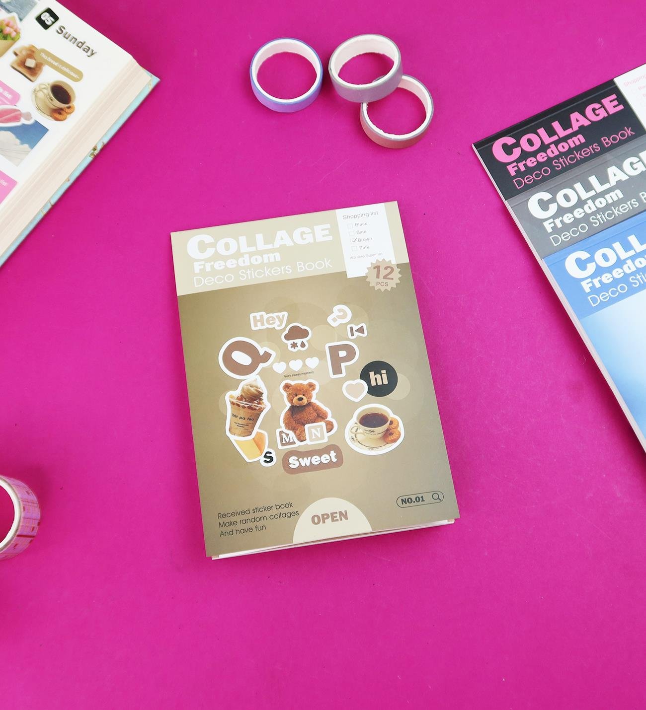 Collage Freedom Sticker Kitabı - 12 Sayfa Renkli ve Tematik Etiket SetigiftmodaBM-1771	