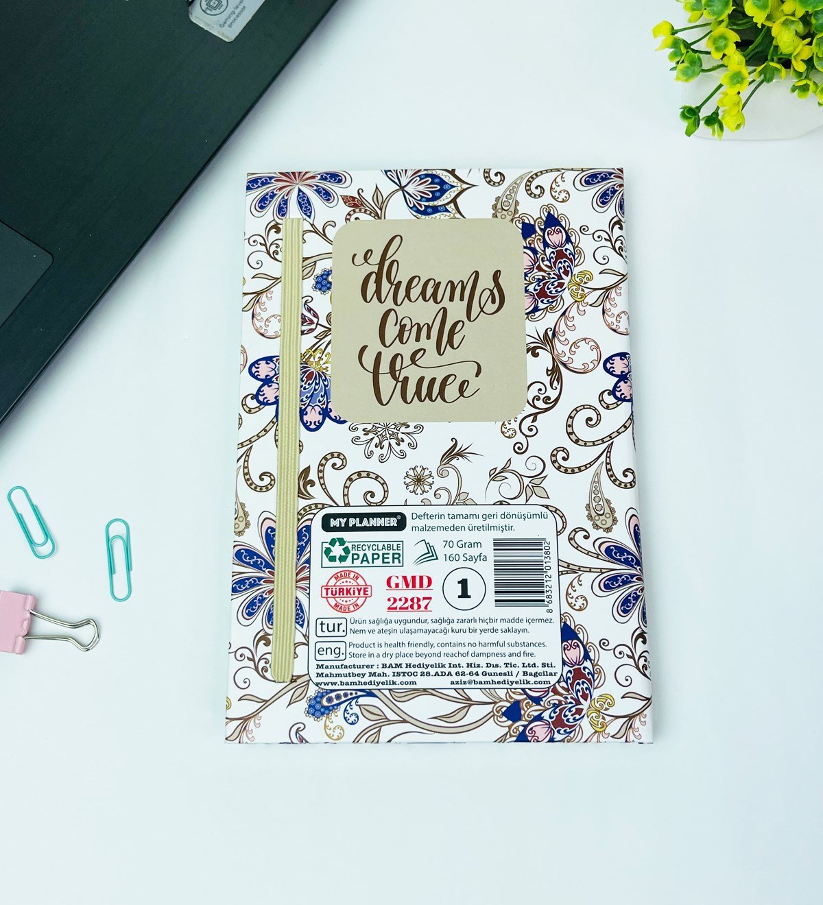 Rüyalar Gerçek Oluyor Tasarımlı Lastikli DeftergiftmodaGmd100455	
