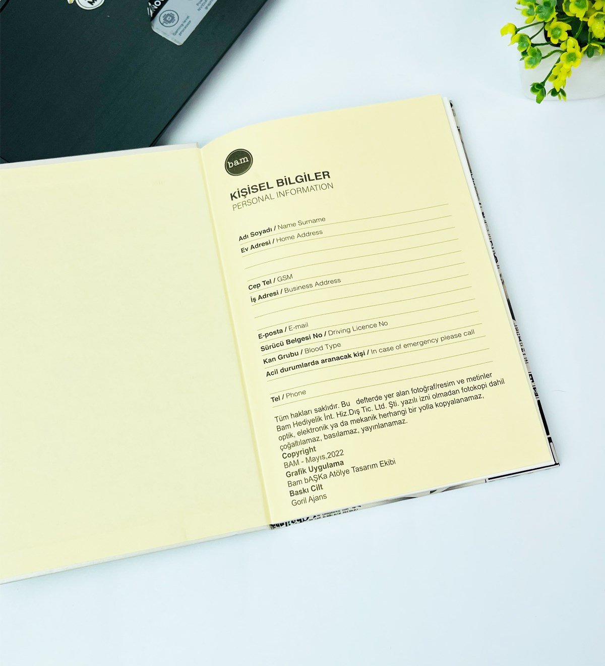 Mermer Motto Tasarımlı Lastikli DeftergiftmodaGmd100438