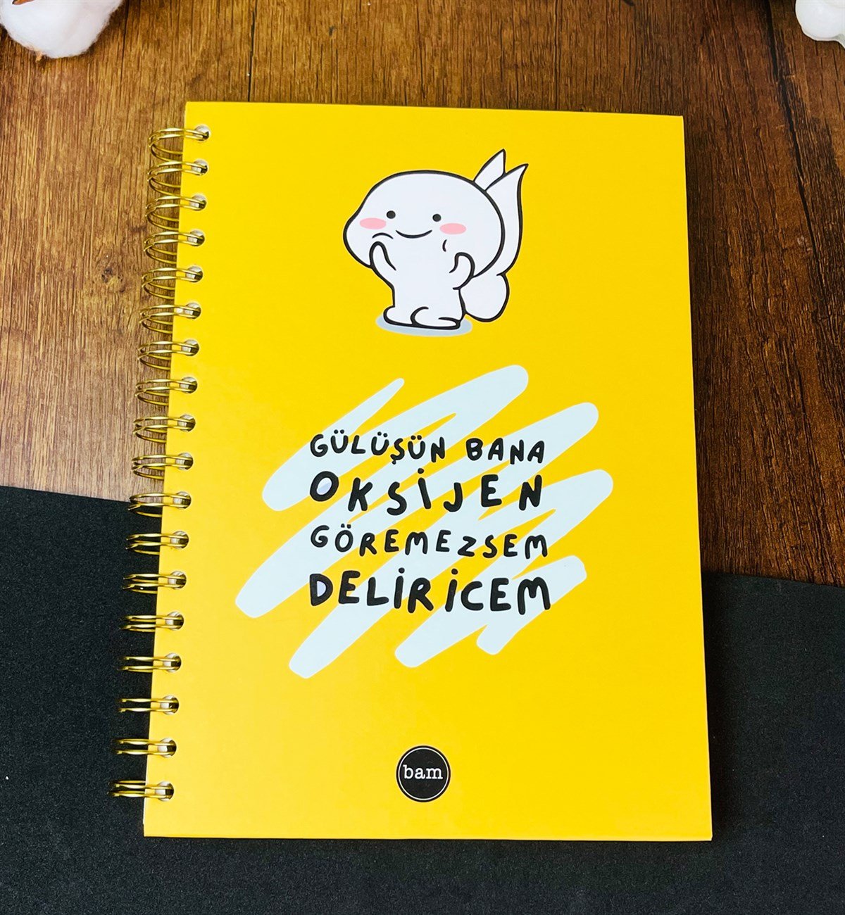 Gülüşün Bana Oksijen Tasarımlı Çizgili Spiralli DeftergiftmodaGmd100272