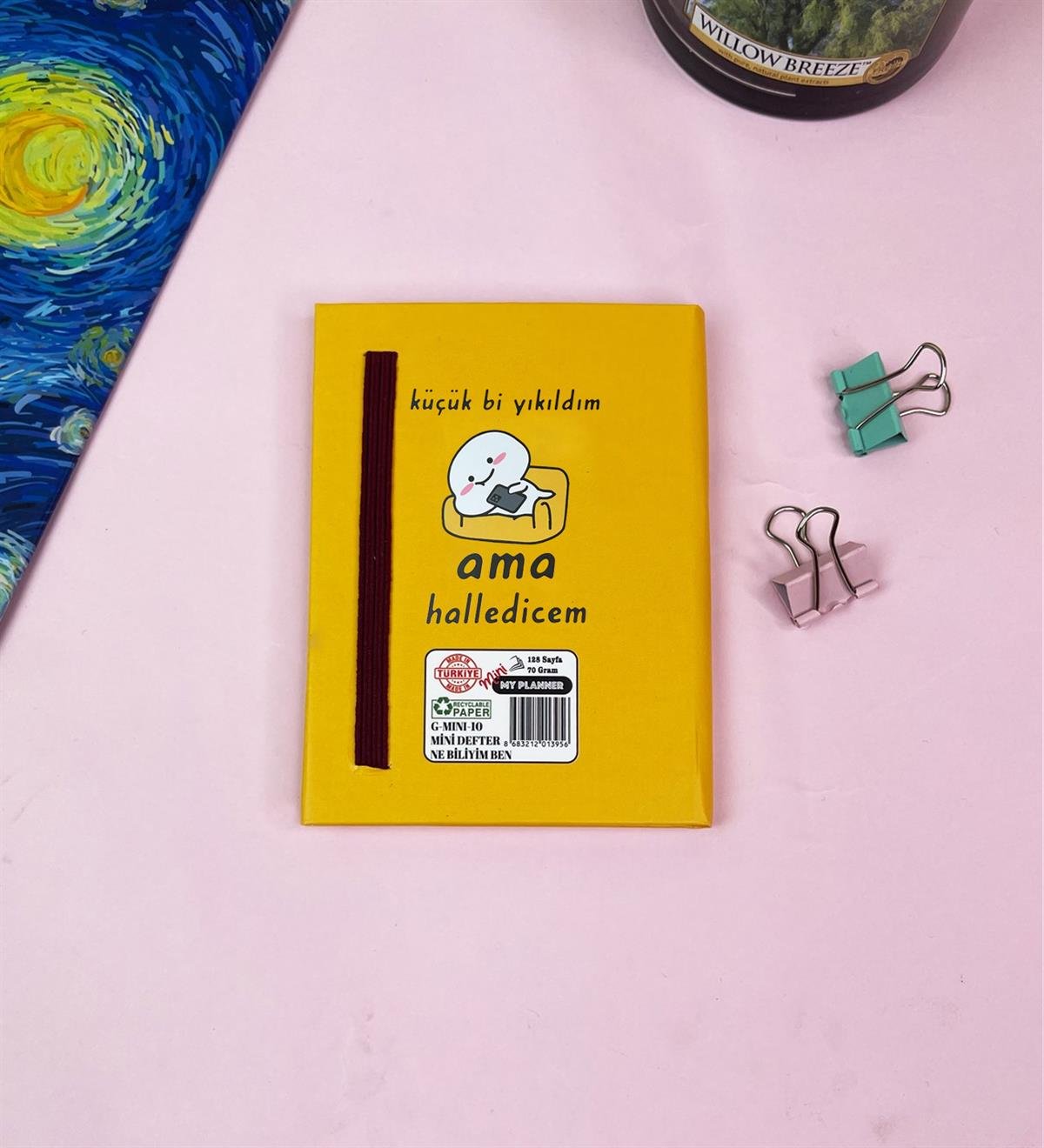Küçük Bi Yıkıldım Tasarımlı Sert Kapaklı Mini DeftergiftmodaBam-1029-17	