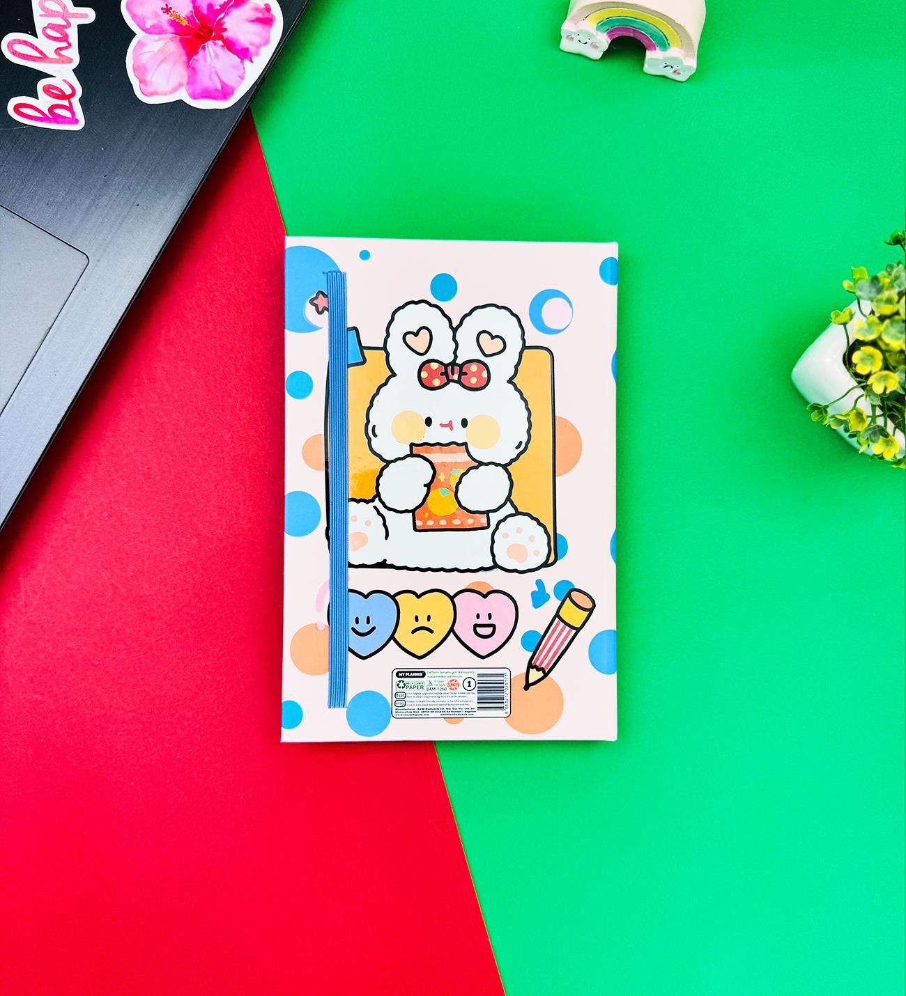 Pen Rabbit Tasarımlı Lastikli Defter	giftmodaBAM-1260