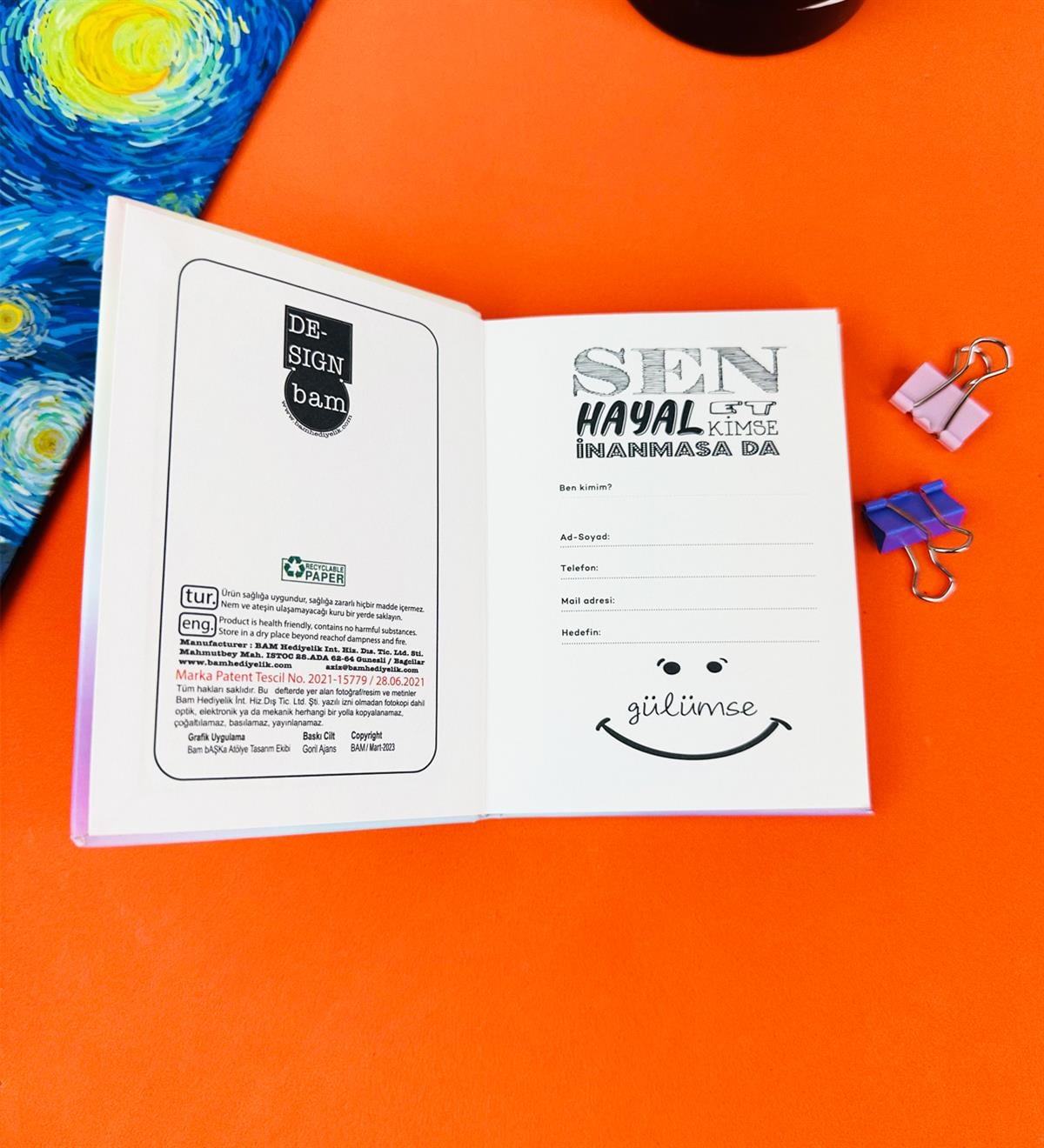 5 Dakka Dahi İnek Tasarımlı Sert Kapaklı Mini DeftergiftmodaBam-1029-1