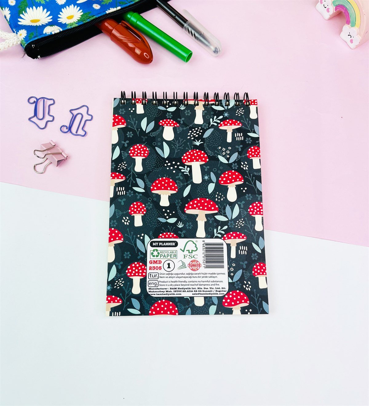 17x11Cm Sketch Book - Eskiz Defteri - 80 Gr - 60 YaprakgiftmodaGmd100571-Mantar-Motto