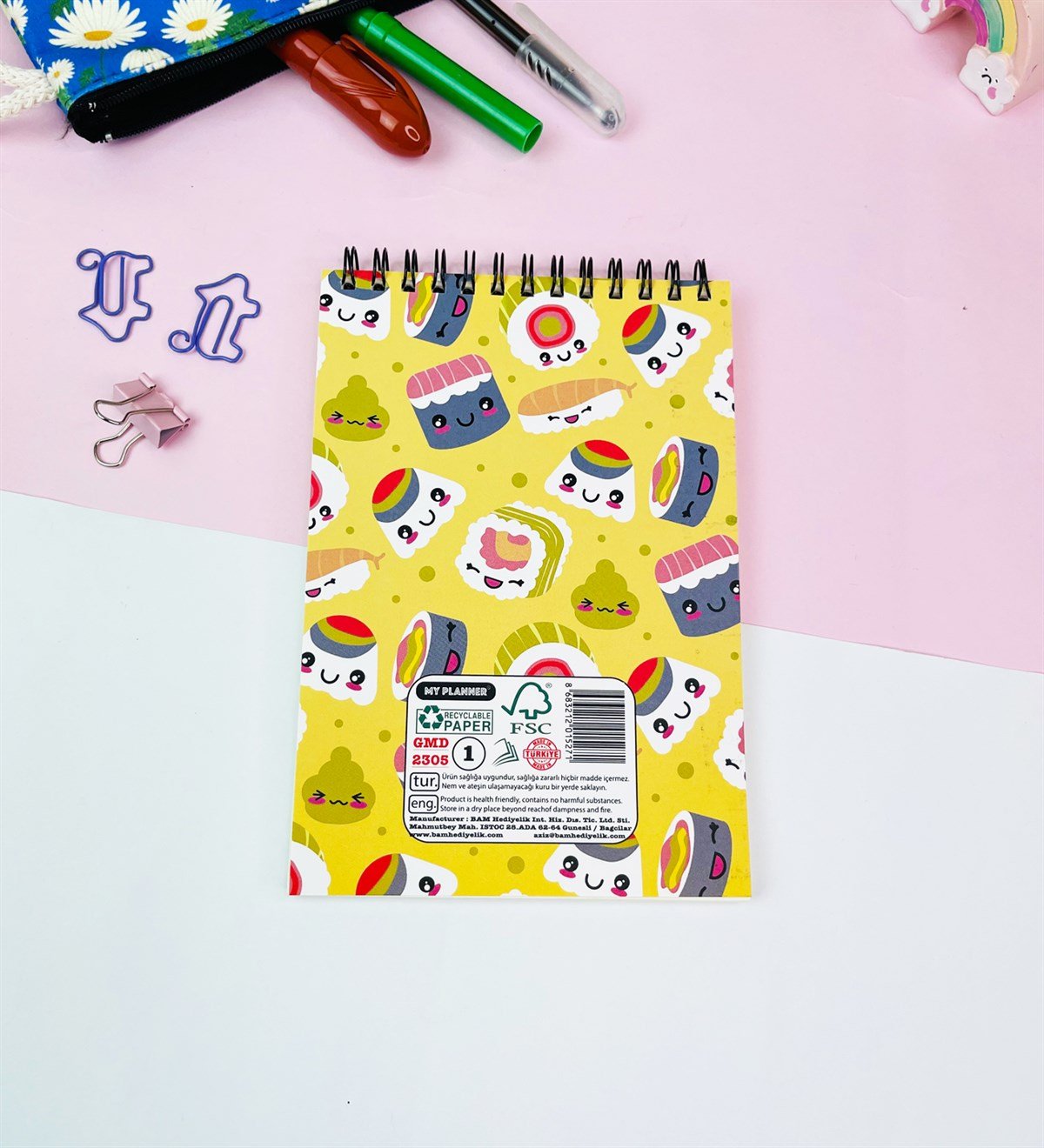 17x11Cm Sketch Book - Eskiz Defteri - 80 Gr - 60 YaprakgiftmodaGmd100570-Sushi