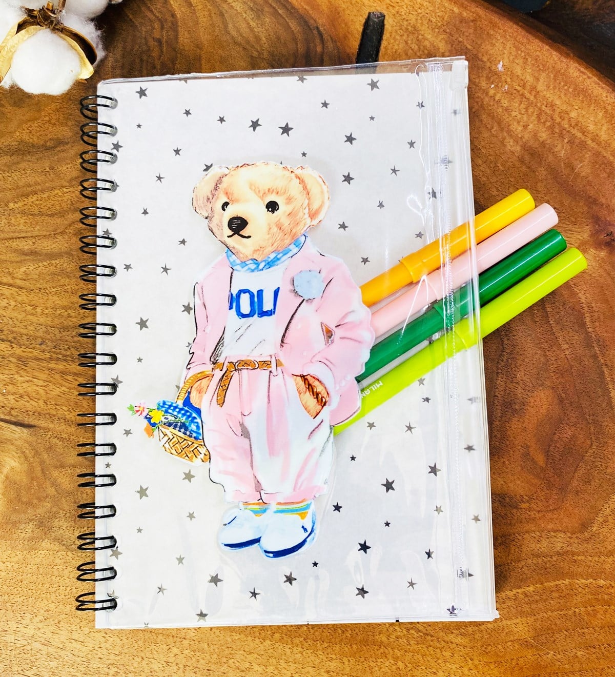 Pink Bear Tasarımlı Çanta Kapaklı Spiralli DeftergiftmodaGmd100332