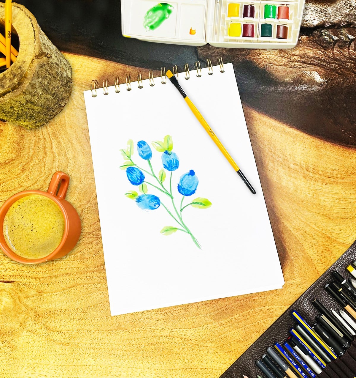 17X23Cm Sketch Book - Eskiz Defteri - Spiralli Tutuş / Grenli Sert Tasarım KapakgiftmodaGmd100649-Kafe-Teras