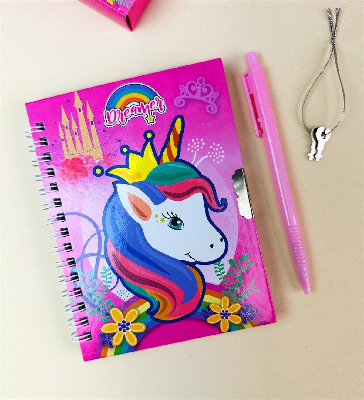 Flamingo Tasarımlı Kilitli Günlük Defter Ve Kalem SetgiftmodaBam-108