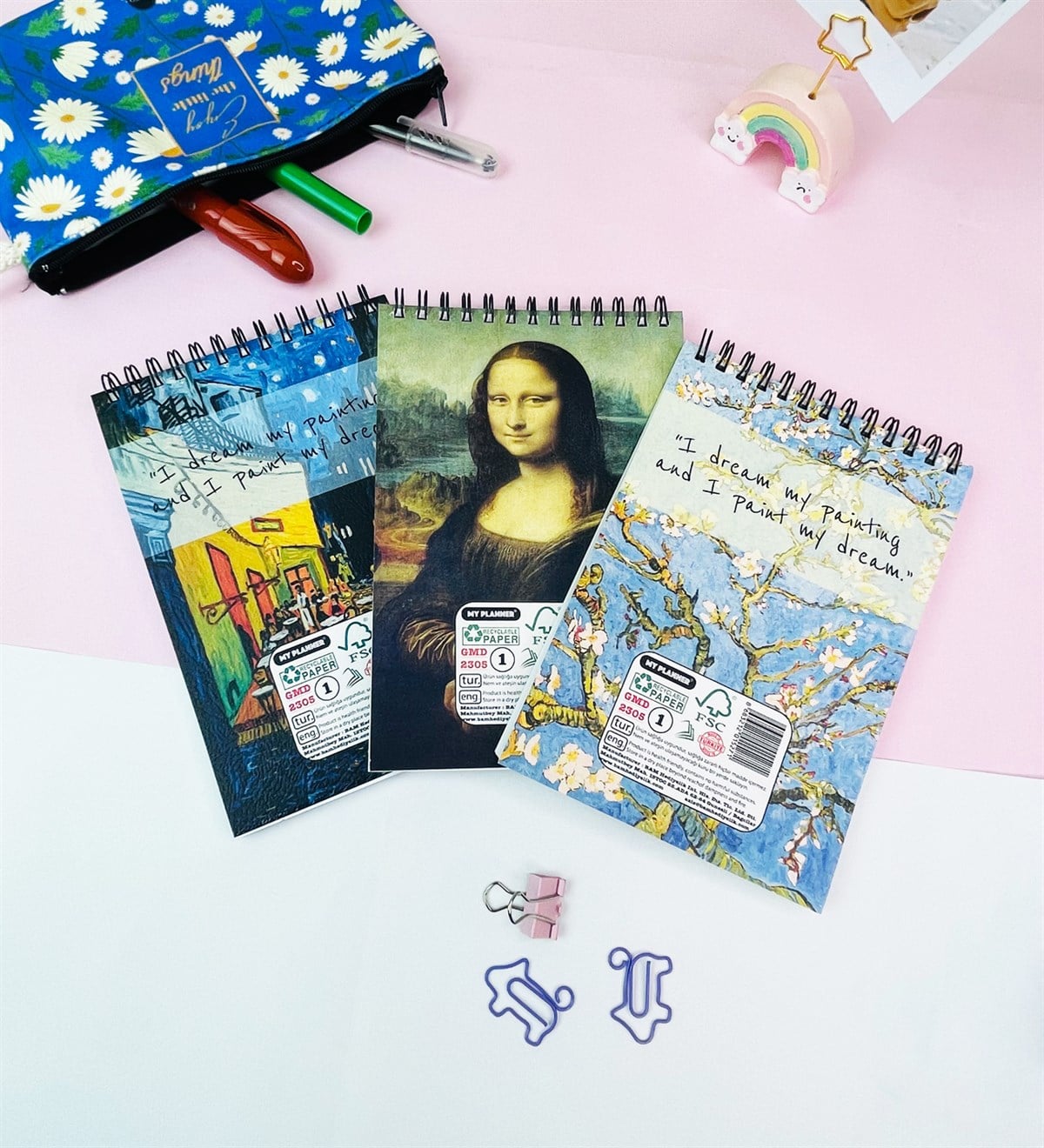 Van Gogh Serisi 3'lü 17x11Cm Sketch Book - Eskiz Defteri - 80 Gr - 60 YaprakgiftmodaGmd100582