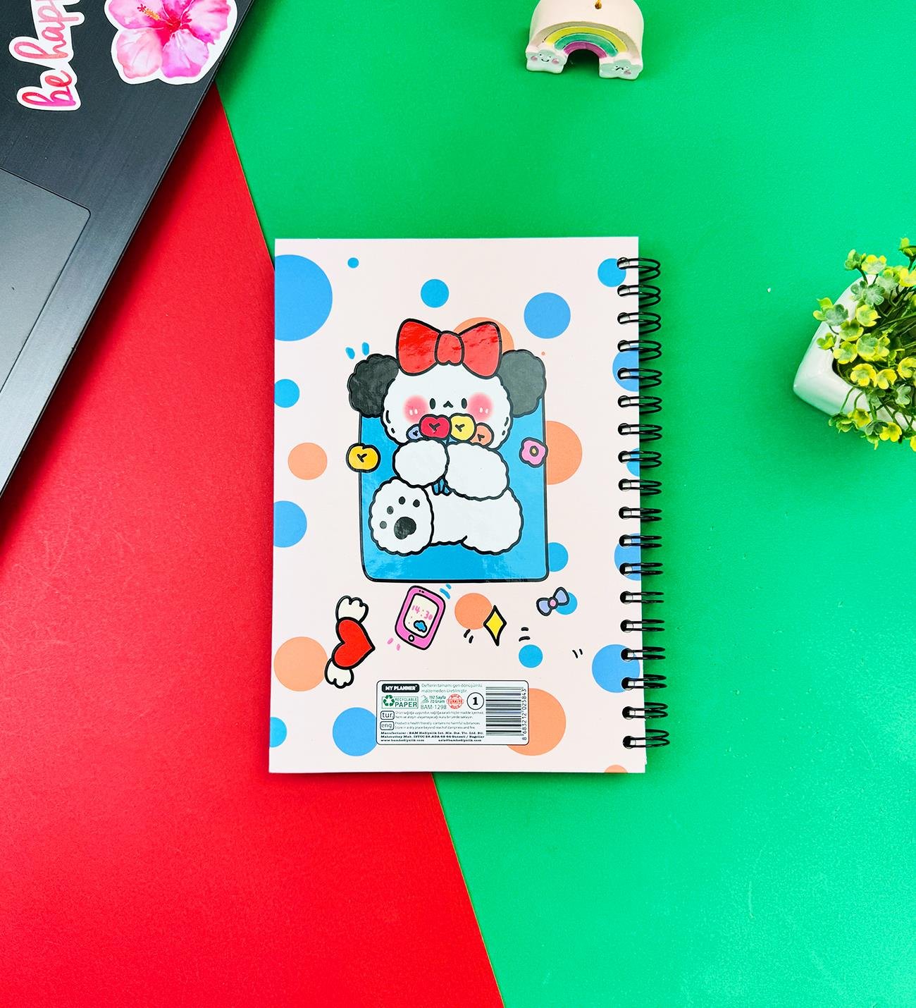 Bow Rabbit Tasarımlı Spiralli Defter giftmoda Bam-1298 