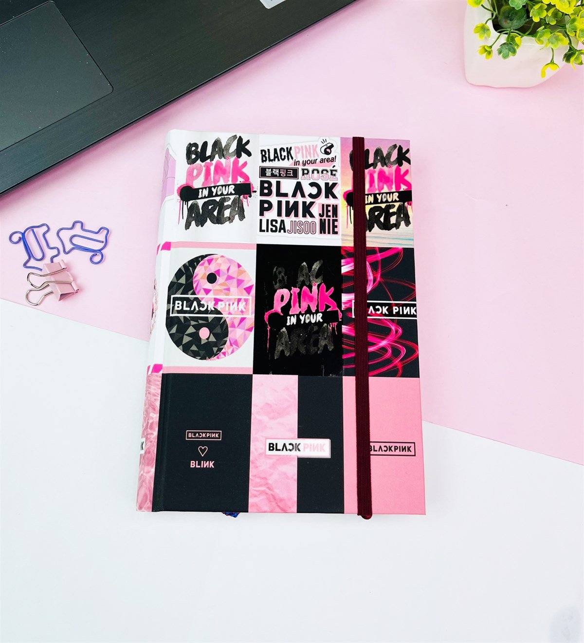 Black Pink Tasarımlı Kalın Kitap Görünümlü DeftergiftmodaGmd100549	